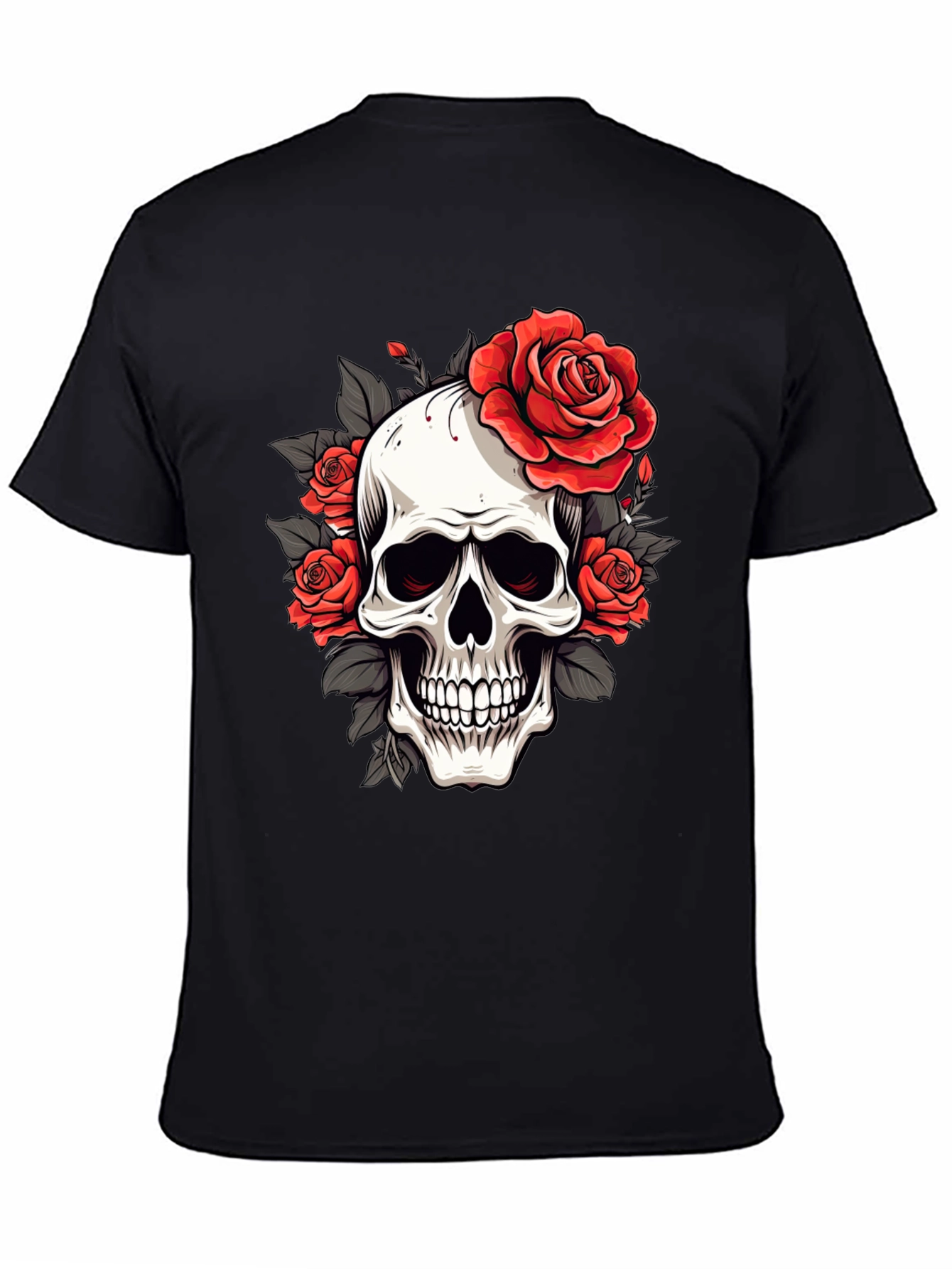 Skull & Roses Graphic Tee - Black