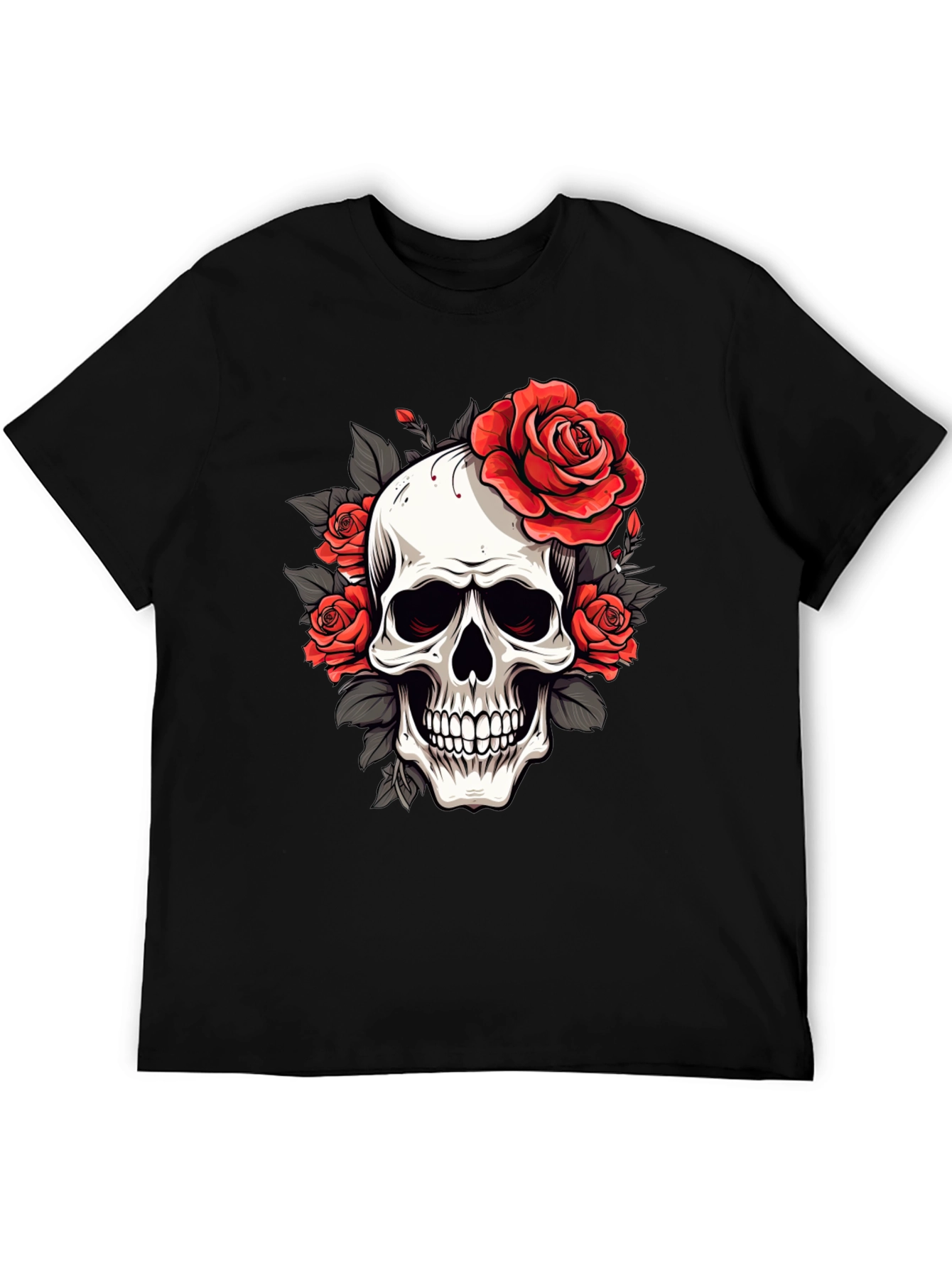 Skull & Roses Graphic Tee - Black