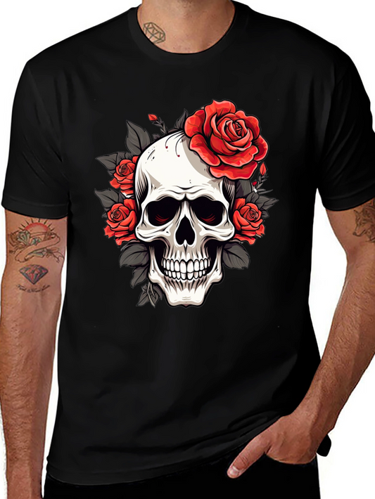 Skull & Roses Graphic Tee - Black