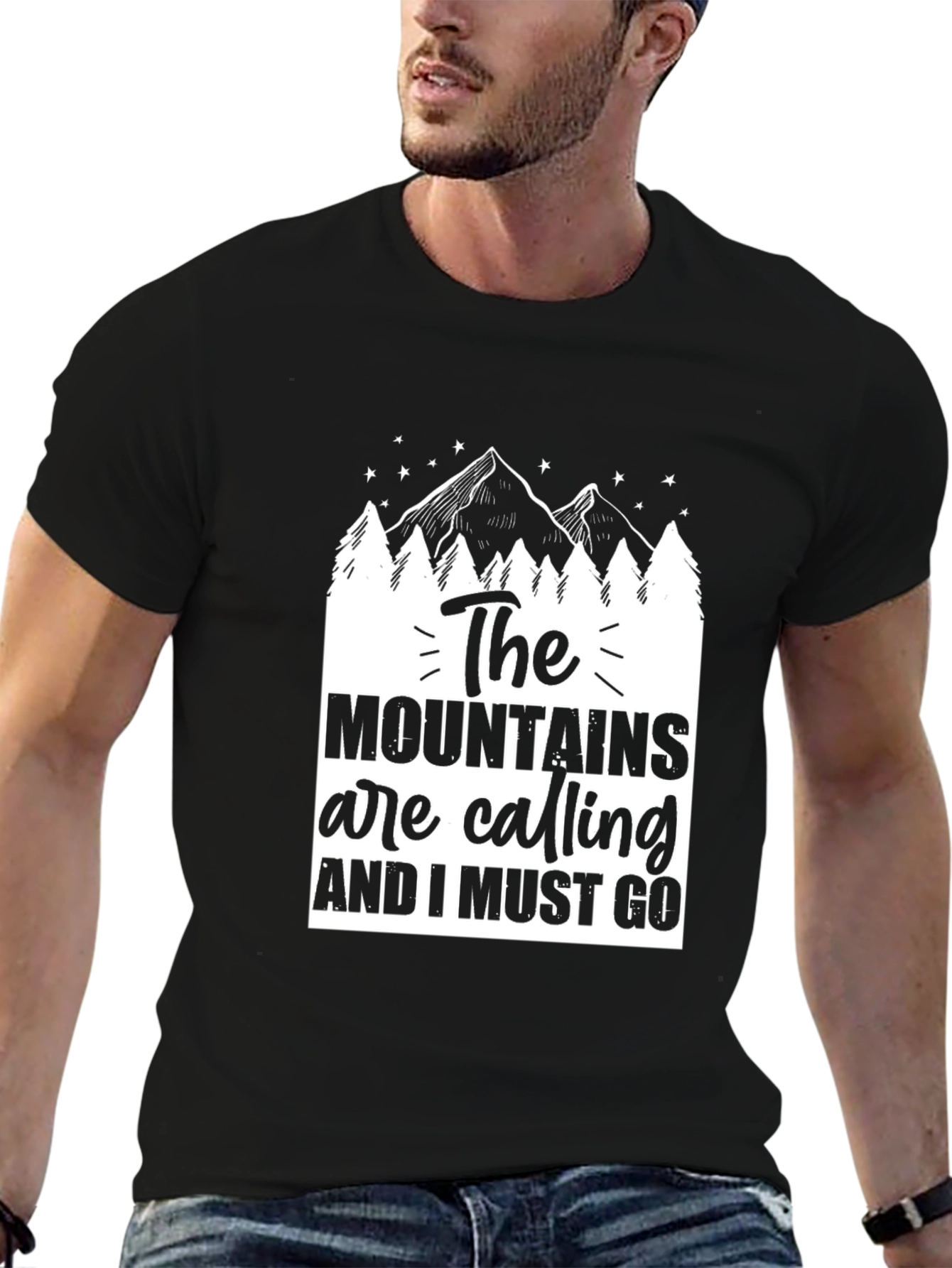 Mountains are Calling Black Graphic Tee