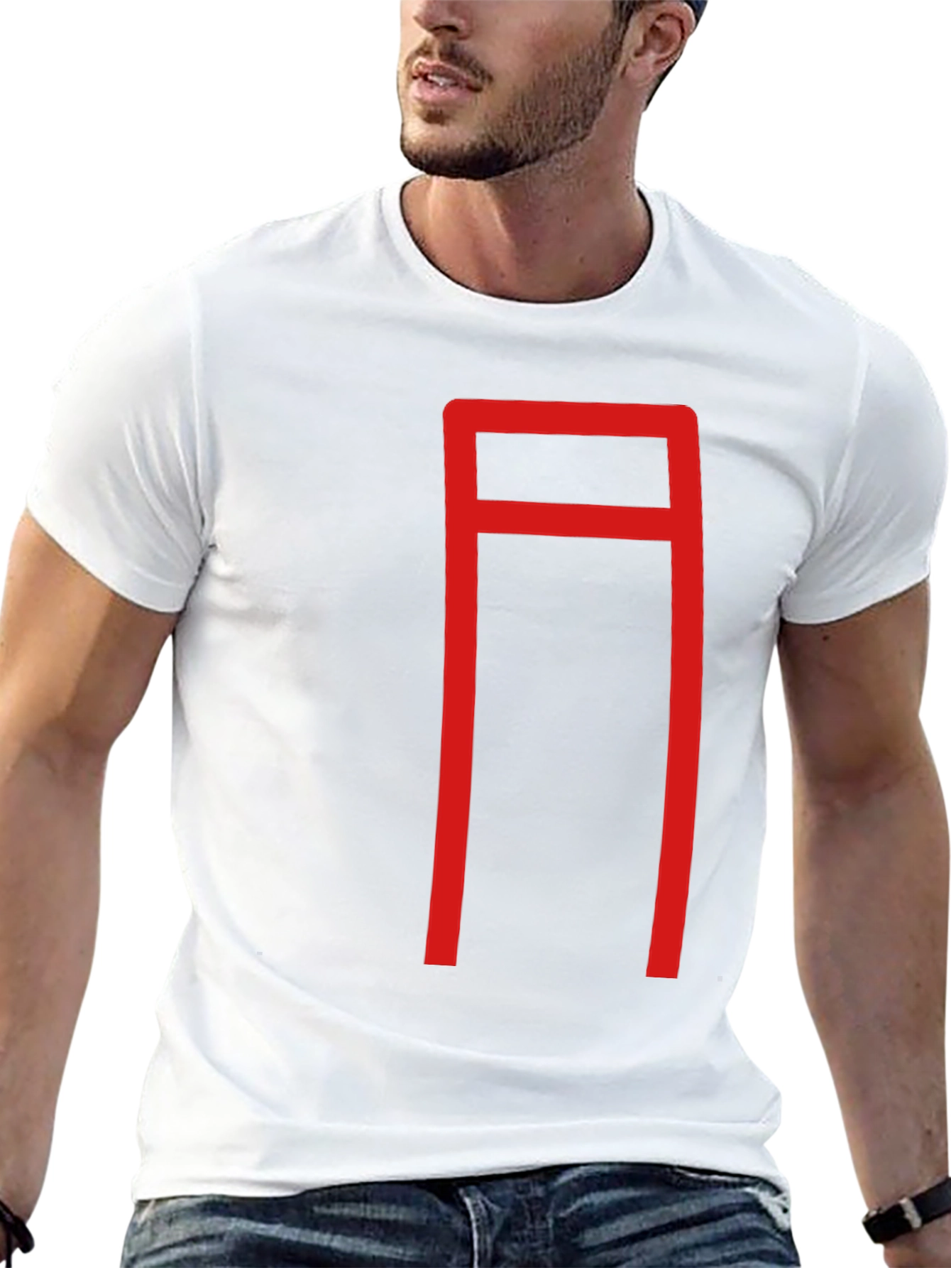 Geometric Red Graphic Print Black T-Shirt