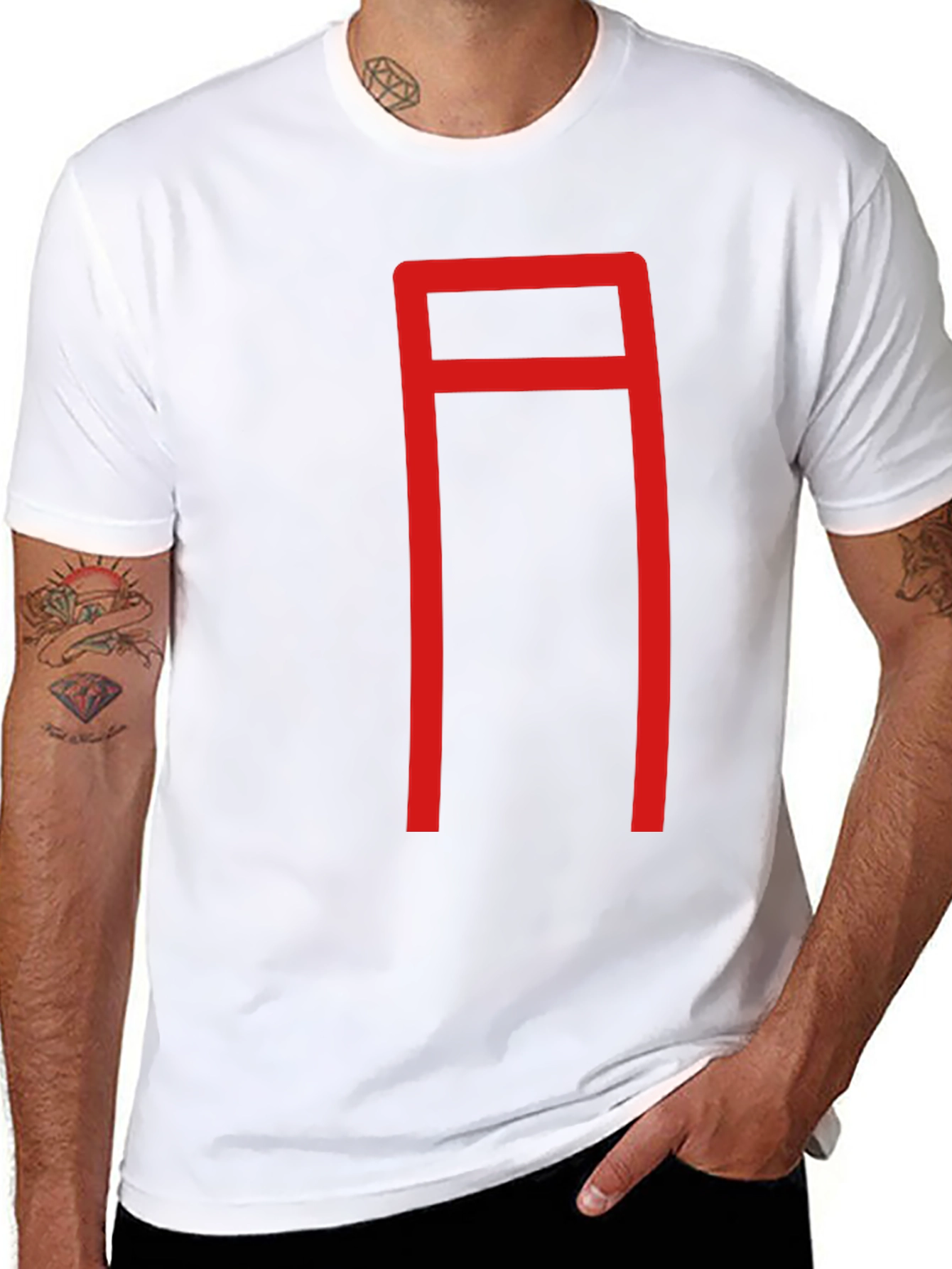Geometric Red Graphic Print Black T-Shirt