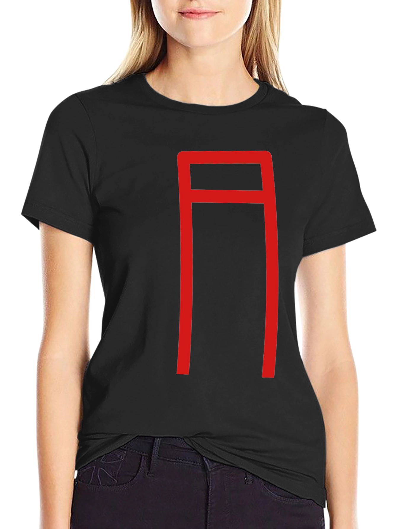 Geometric Red Graphic Print Black T-Shirt