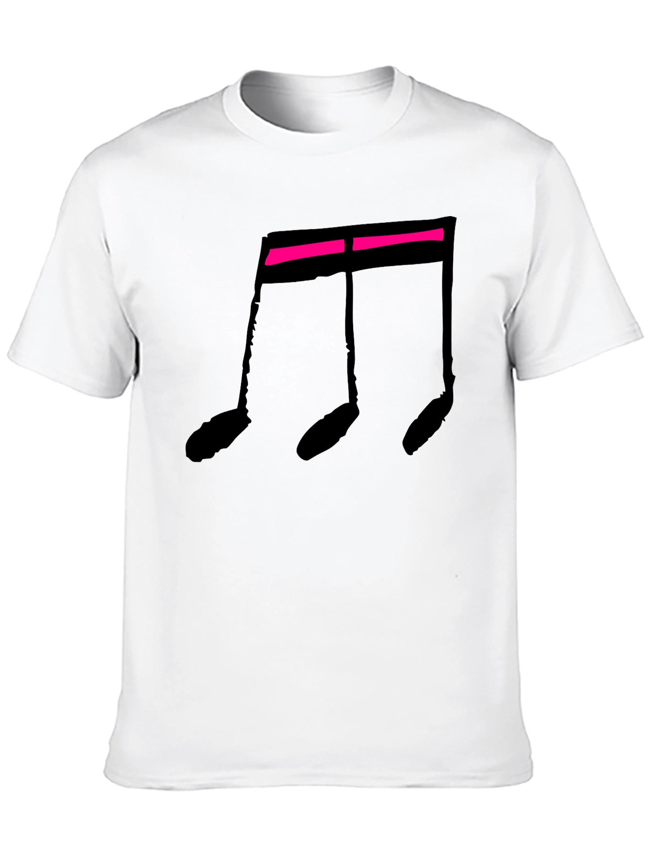 Musical Note Black T-Shirt - Hot Pink Accent