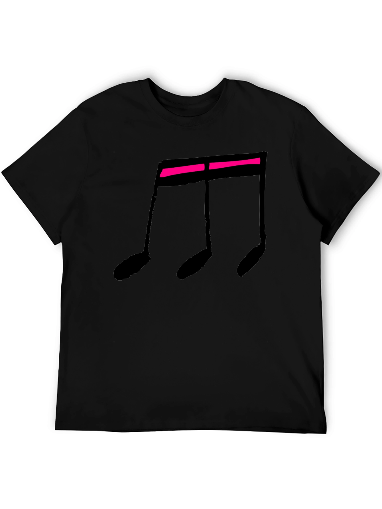Musical Note Black T-Shirt - Hot Pink Accent