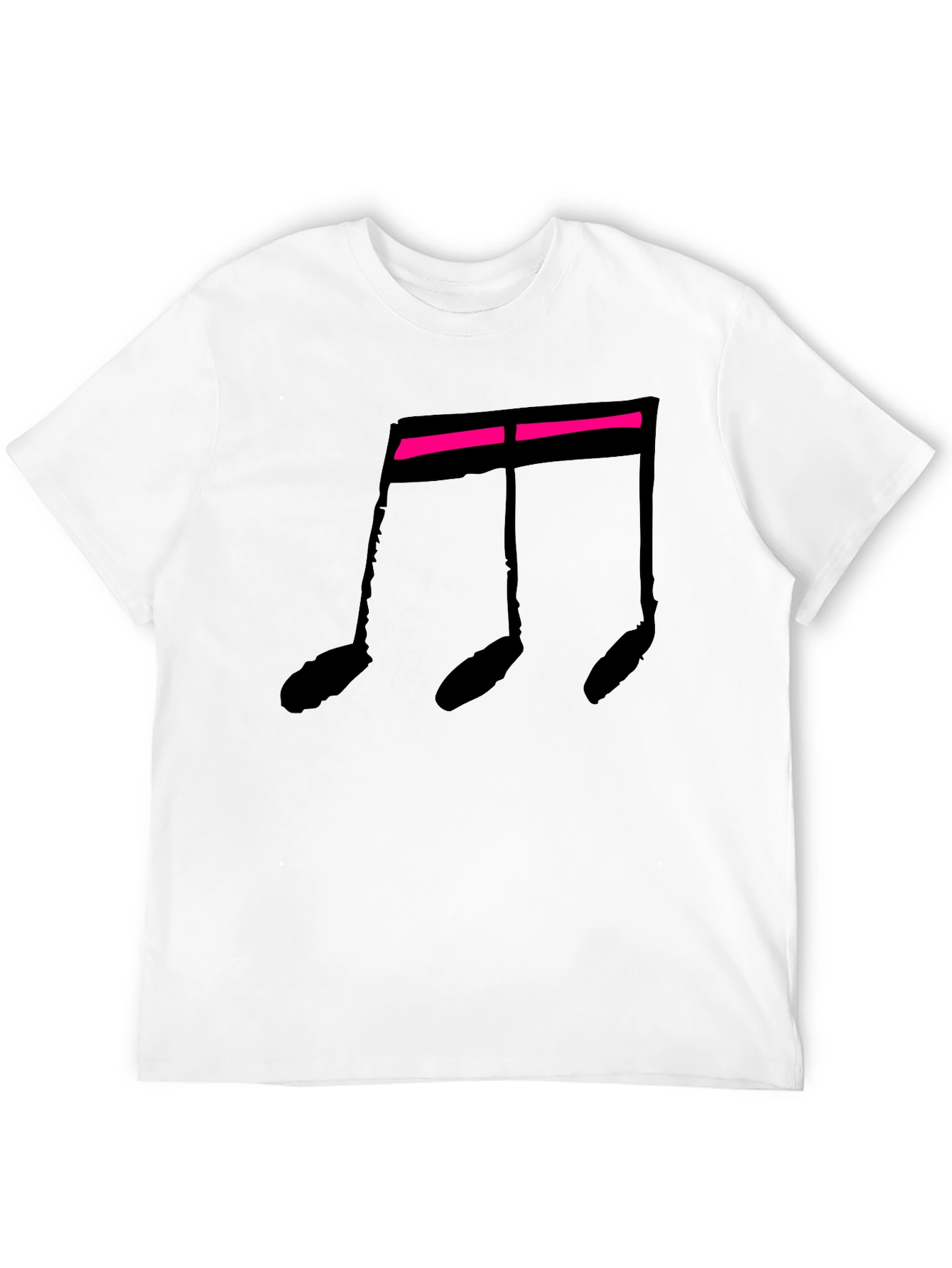 Musical Note Black T-Shirt - Hot Pink Accent