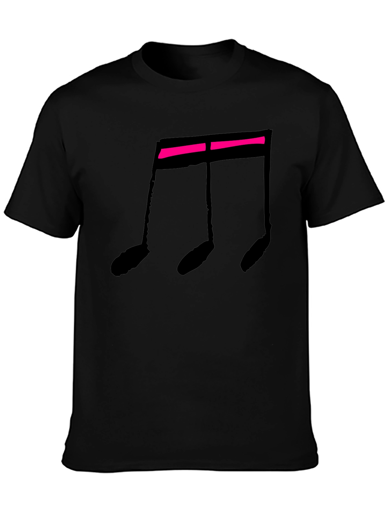 Musical Note Black T-Shirt - Hot Pink Accent