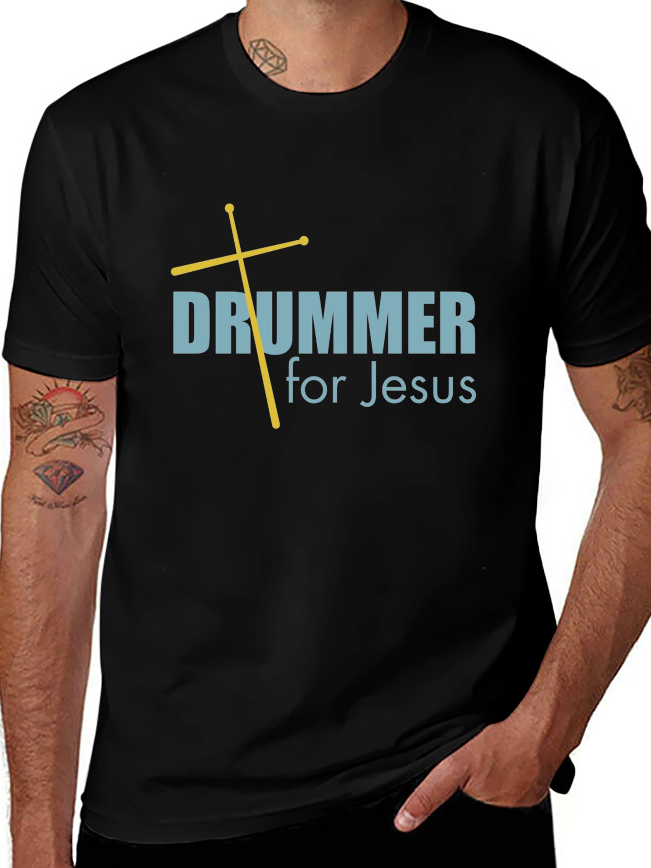 Drummer for Jesus T-Shirt - Black Religious Tee
