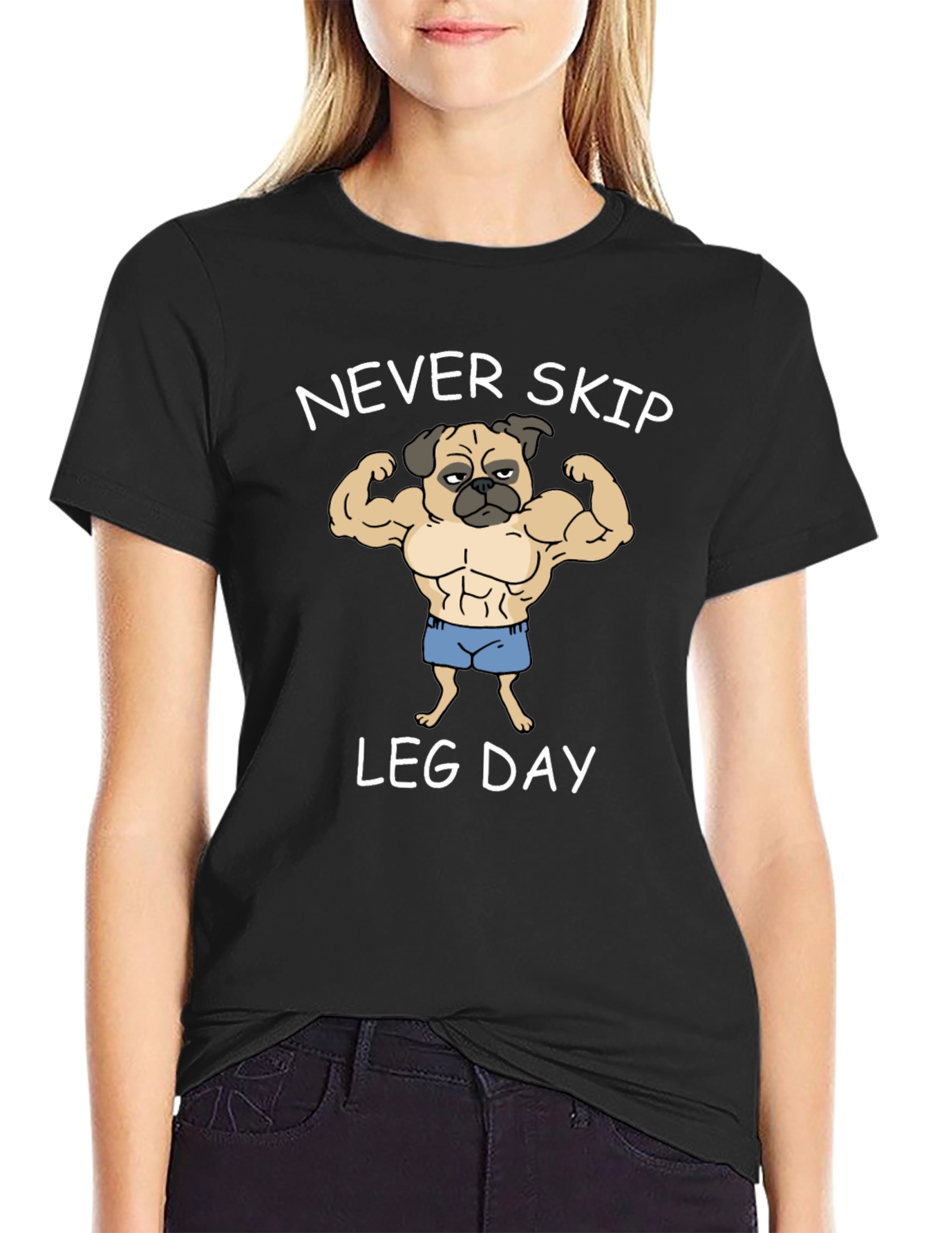 Never Skip Leg Day Pug Graphic Tee