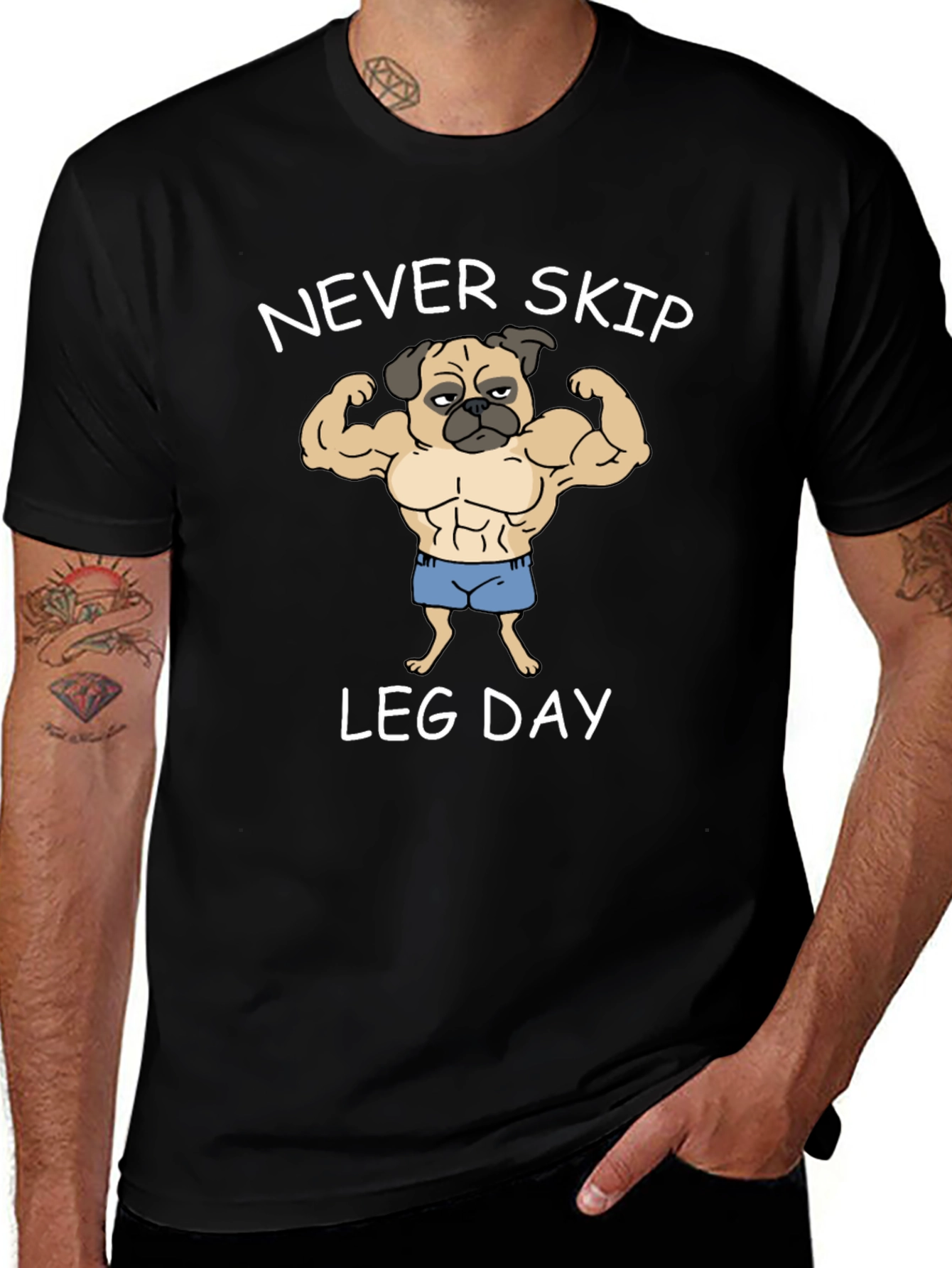 Never Skip Leg Day Pug Graphic Tee
