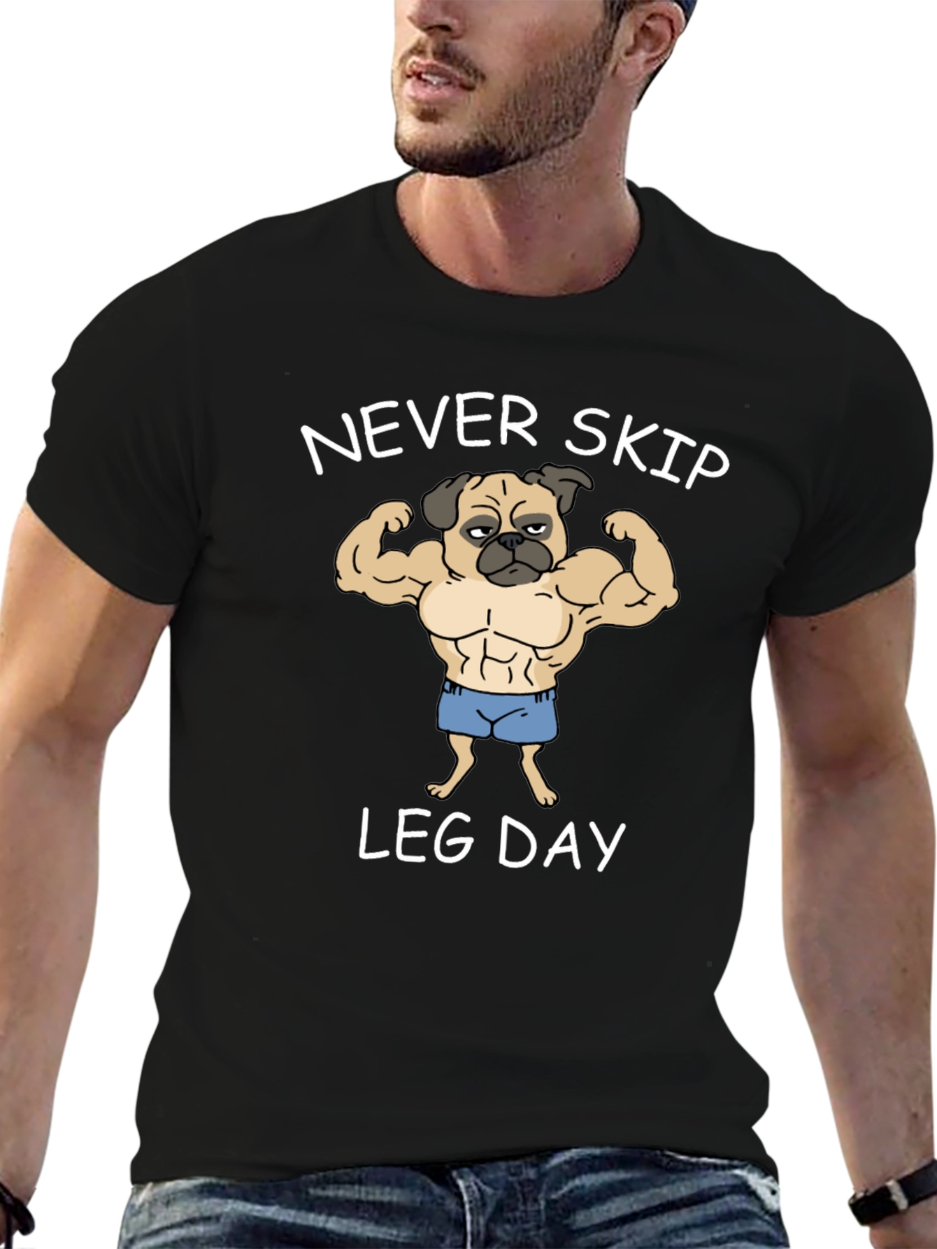 Never Skip Leg Day Pug Graphic Tee