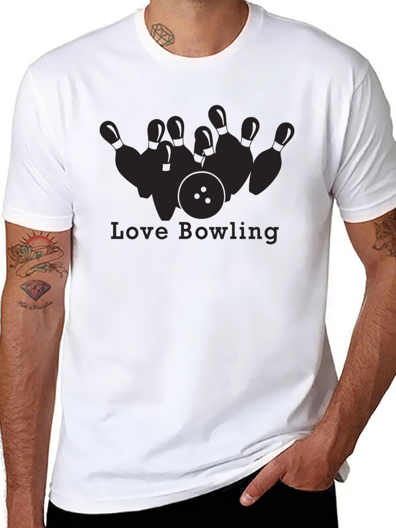 Love Bowling Graphic T-Shirt - Black