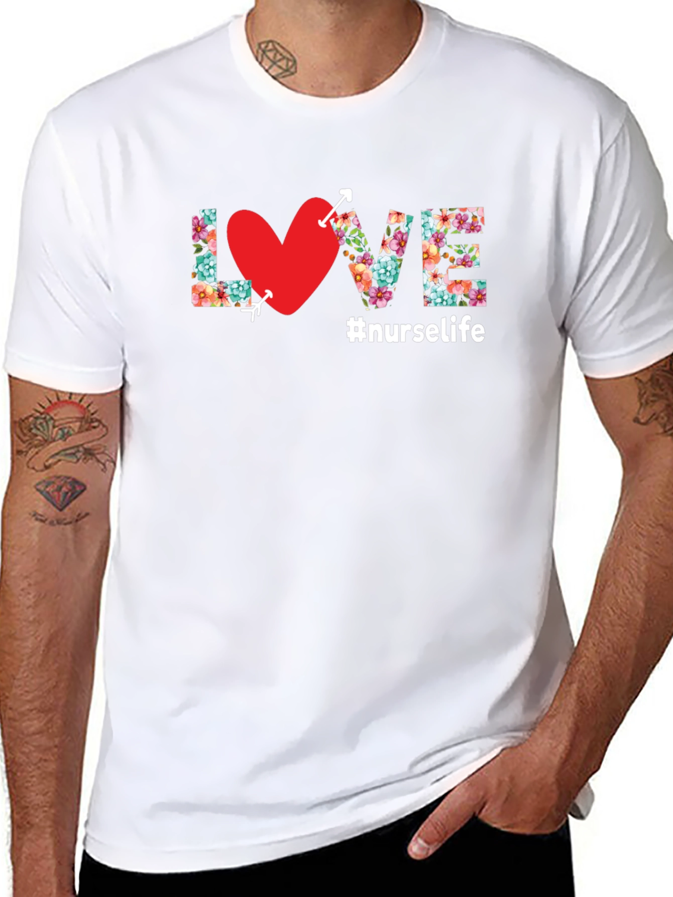 Nurse Life Floral LOVE T-Shirt