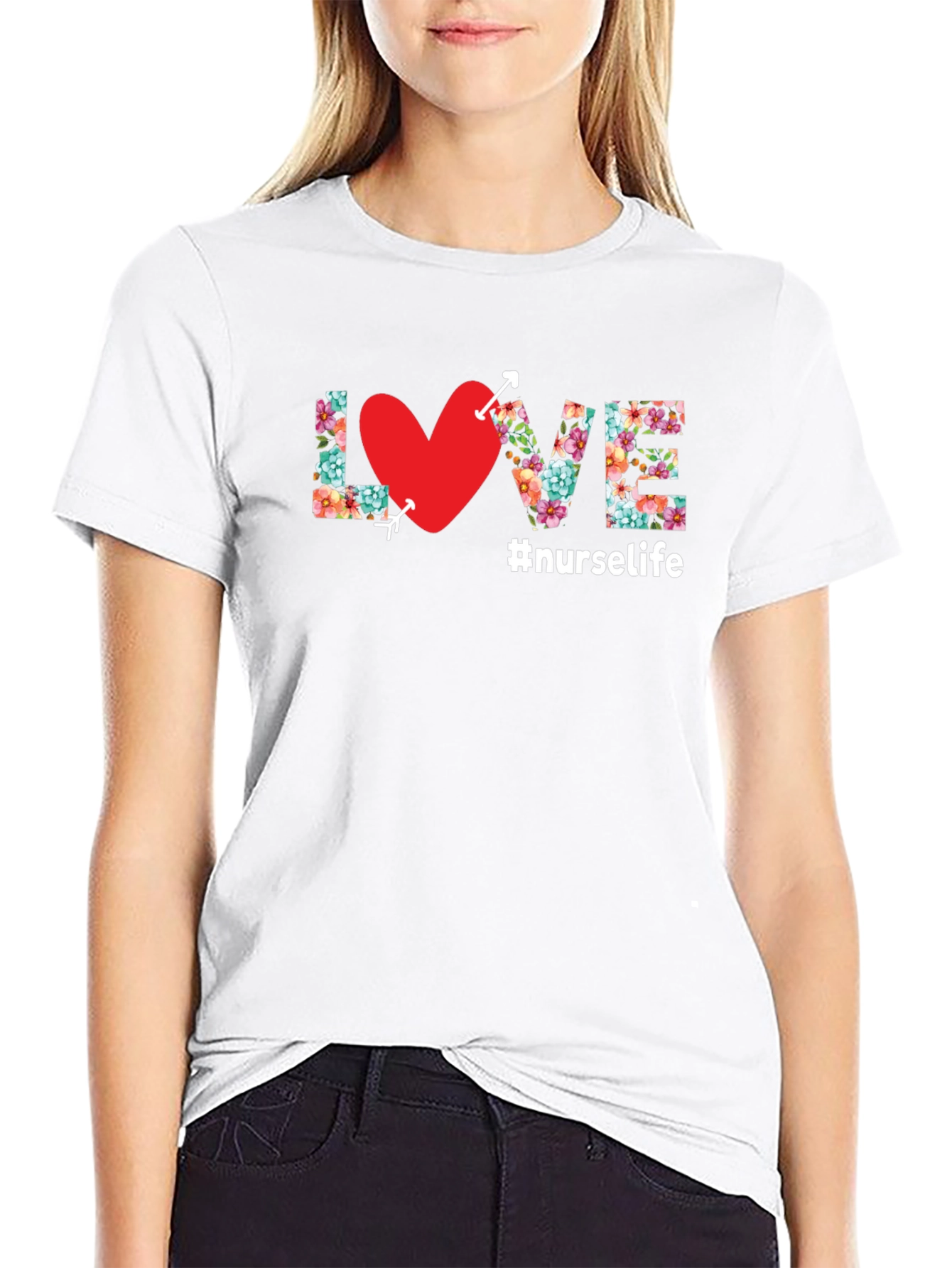 Nurse Life Floral LOVE T-Shirt