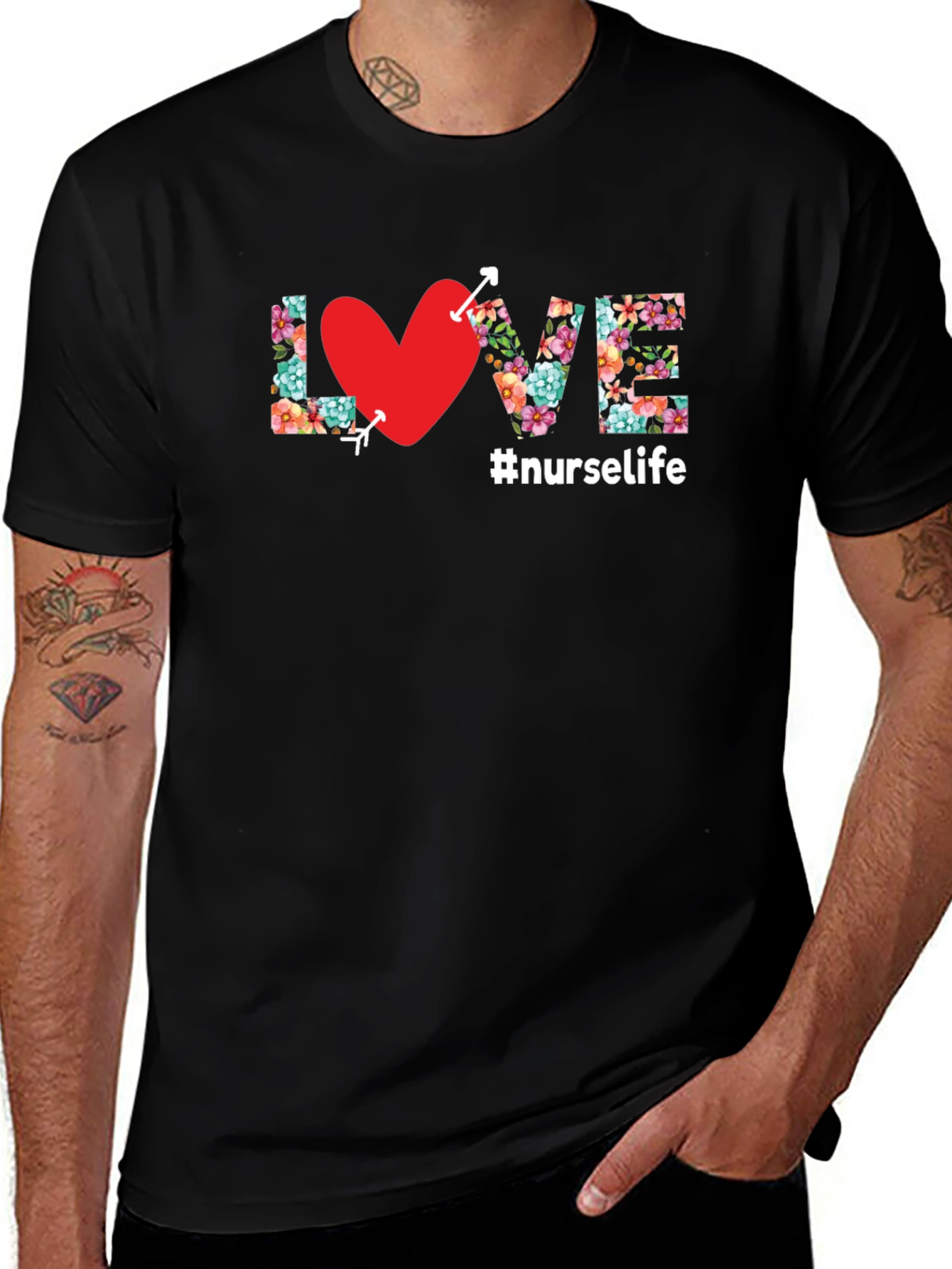 Nurse Life Floral LOVE T-Shirt