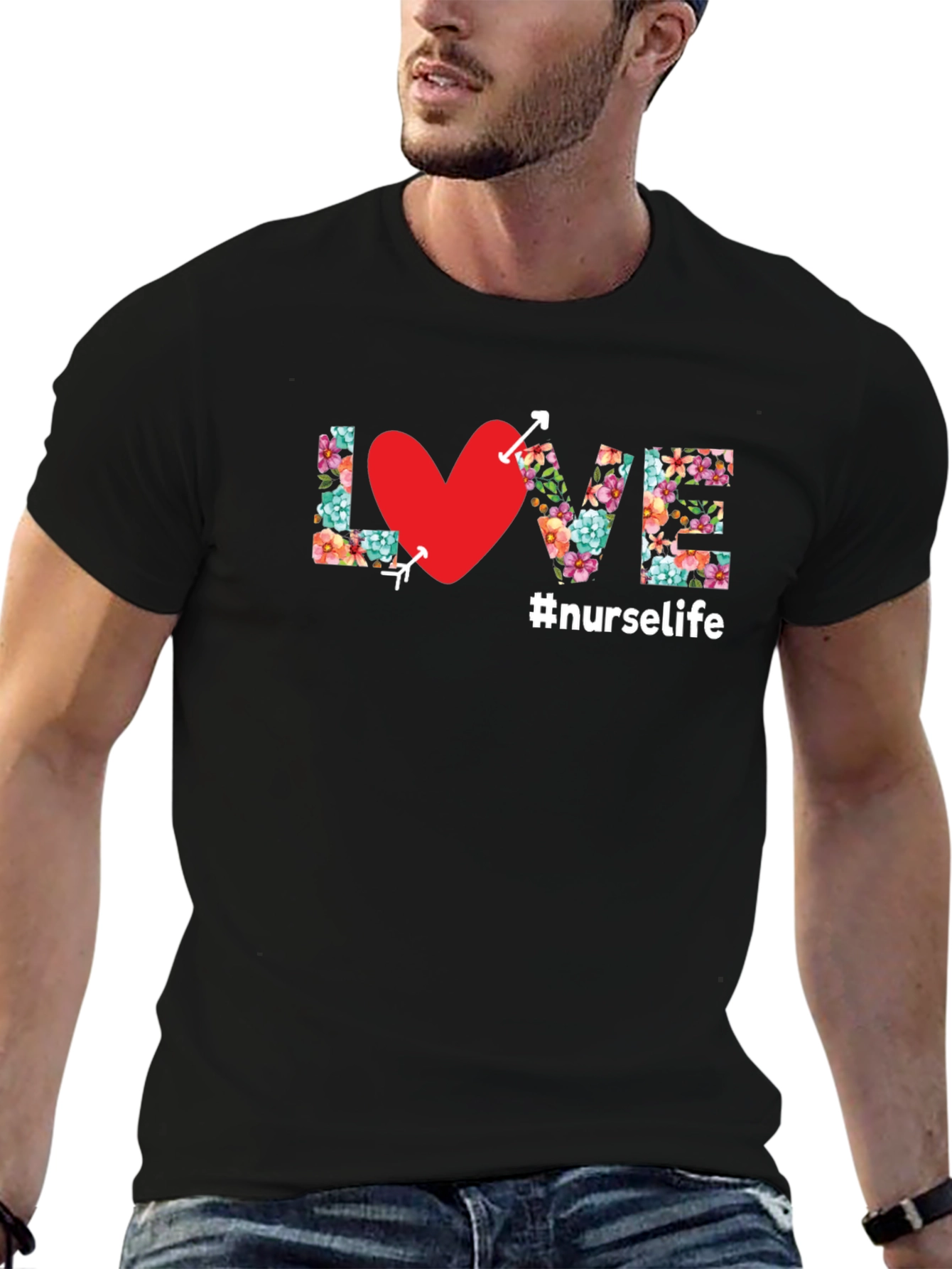 Nurse Life Floral LOVE T-Shirt