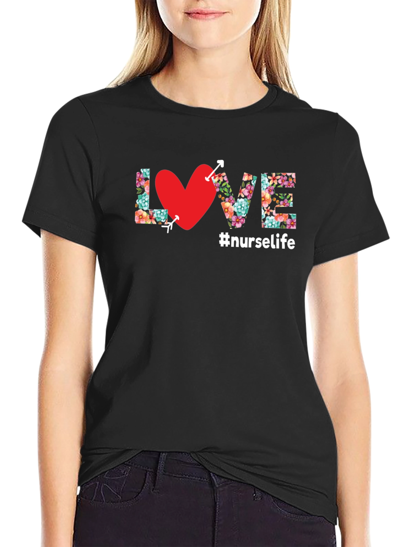 Nurse Life Floral LOVE T-Shirt