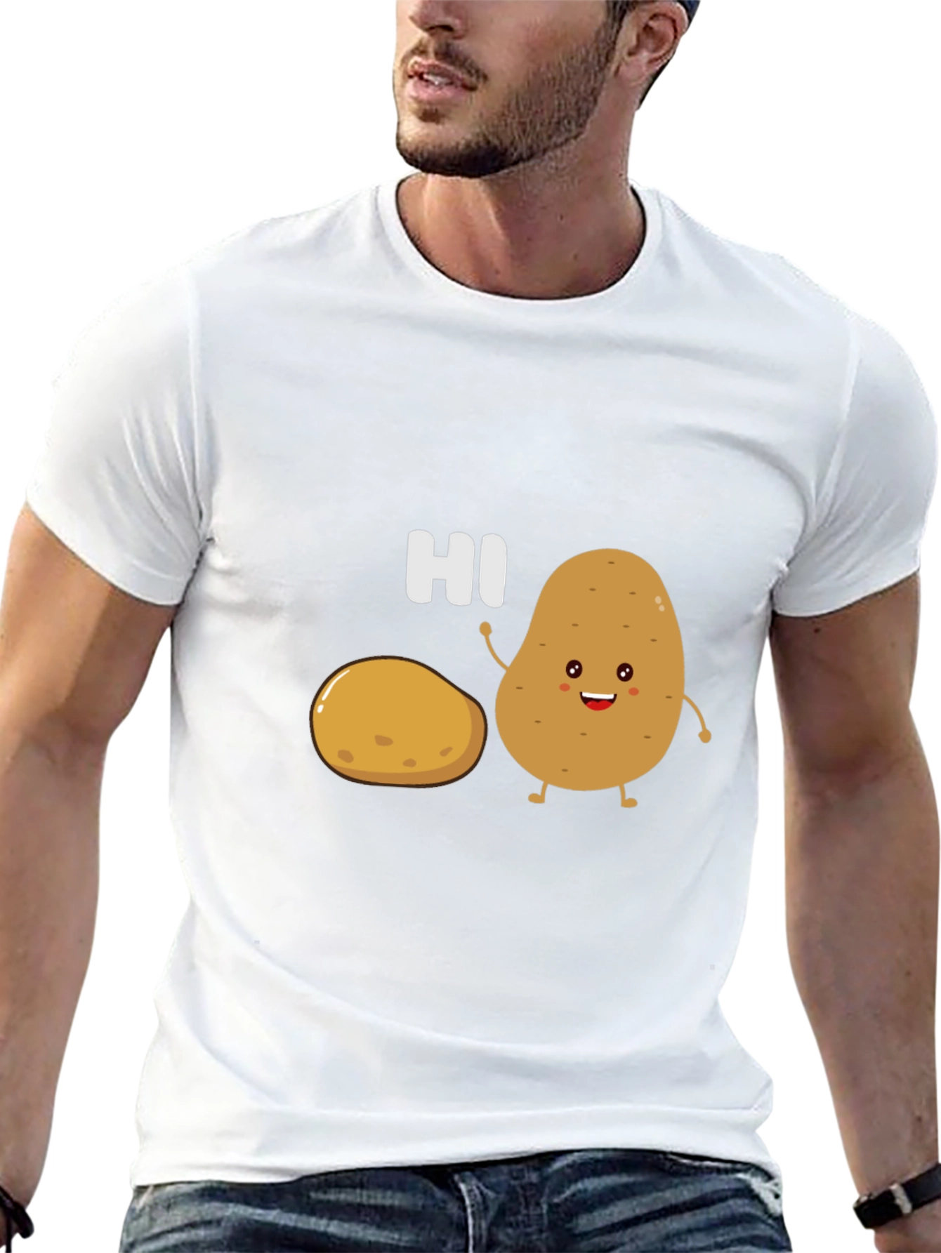 Cute Potato Graphic Tee - Funny Hi T-Shirt
