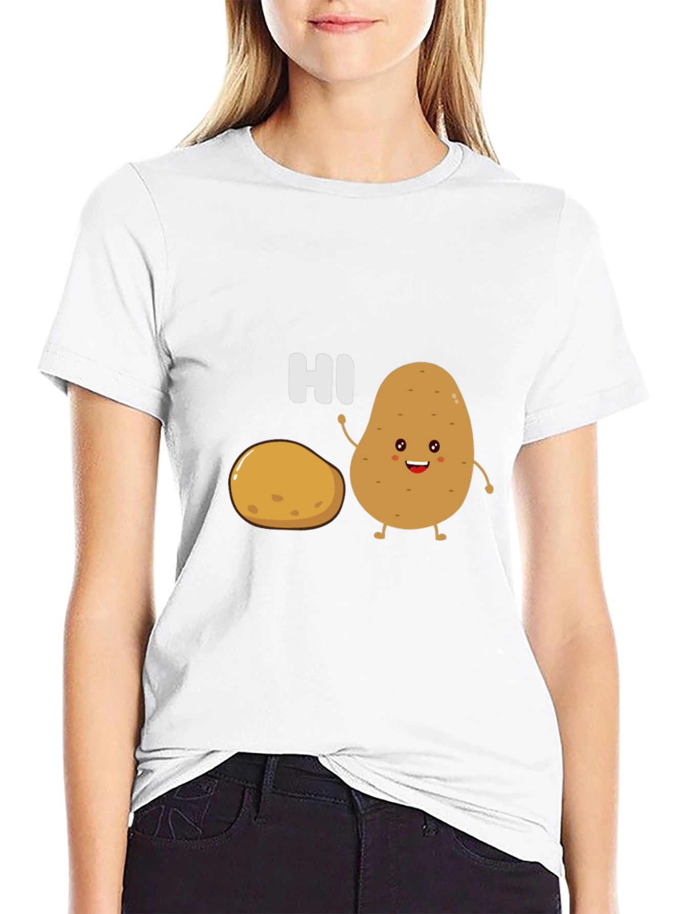 Cute Potato Graphic Tee - Funny Hi T-Shirt