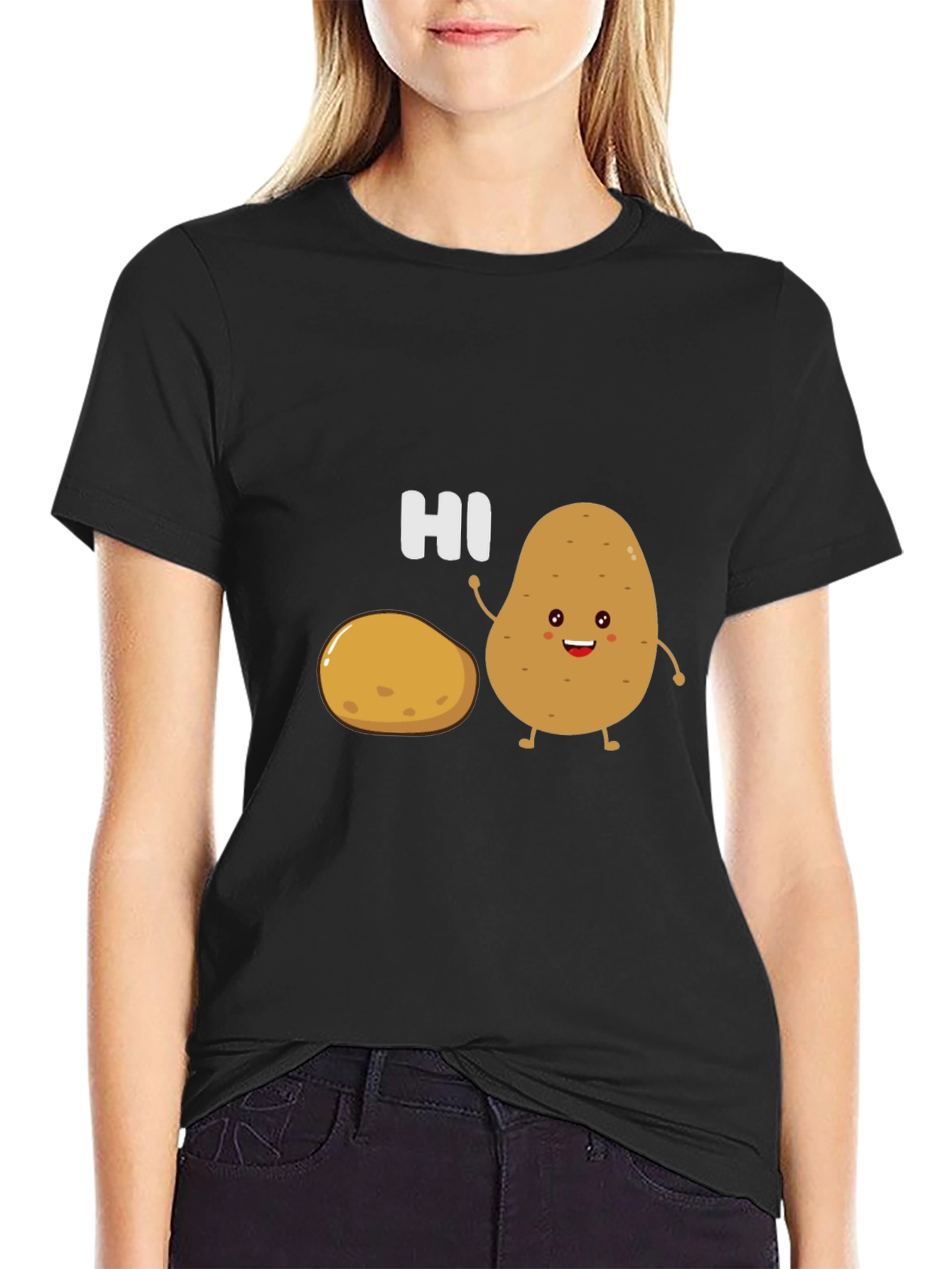 Cute Potato Graphic Tee - Funny Hi T-Shirt
