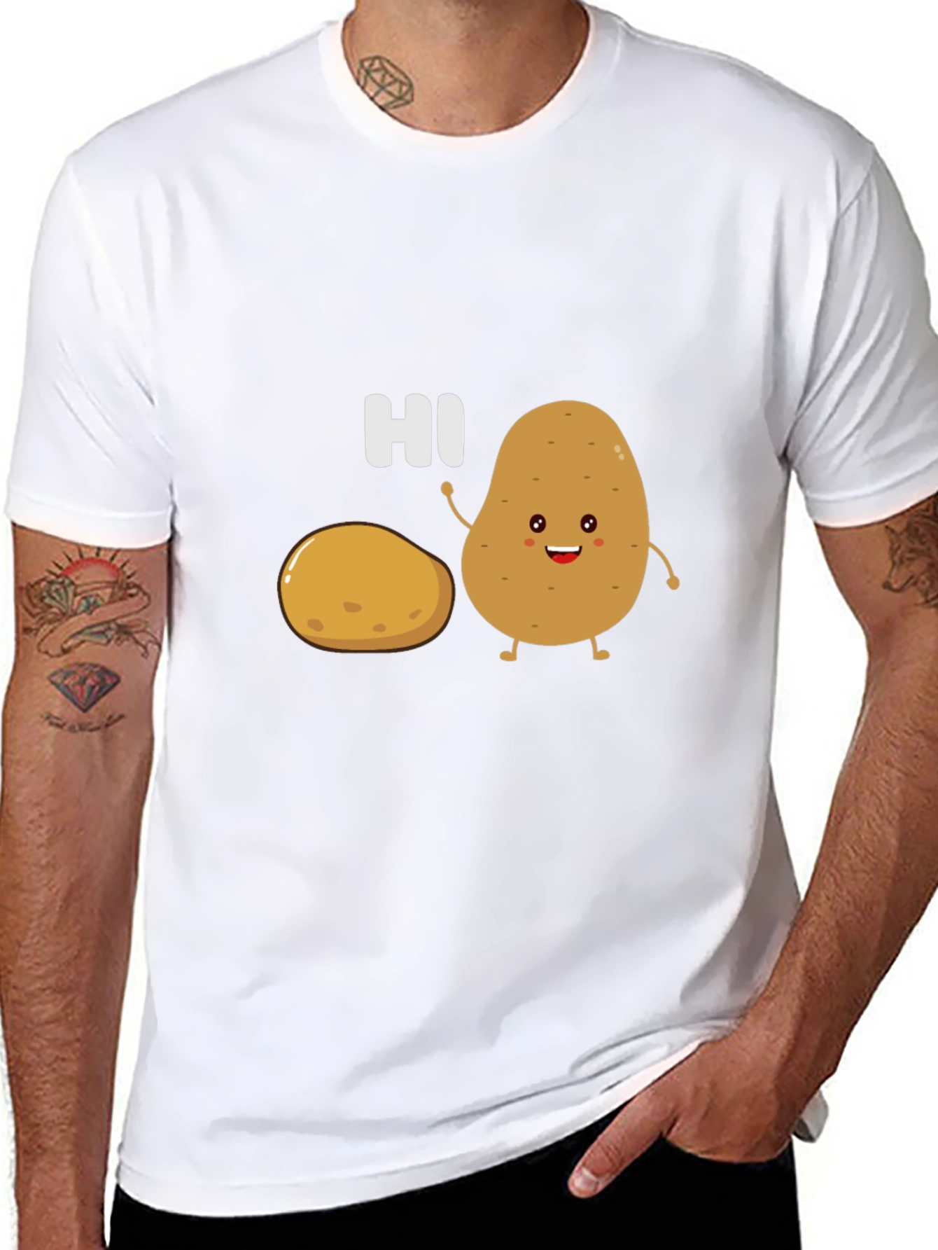 Cute Potato Graphic Tee - Funny Hi T-Shirt