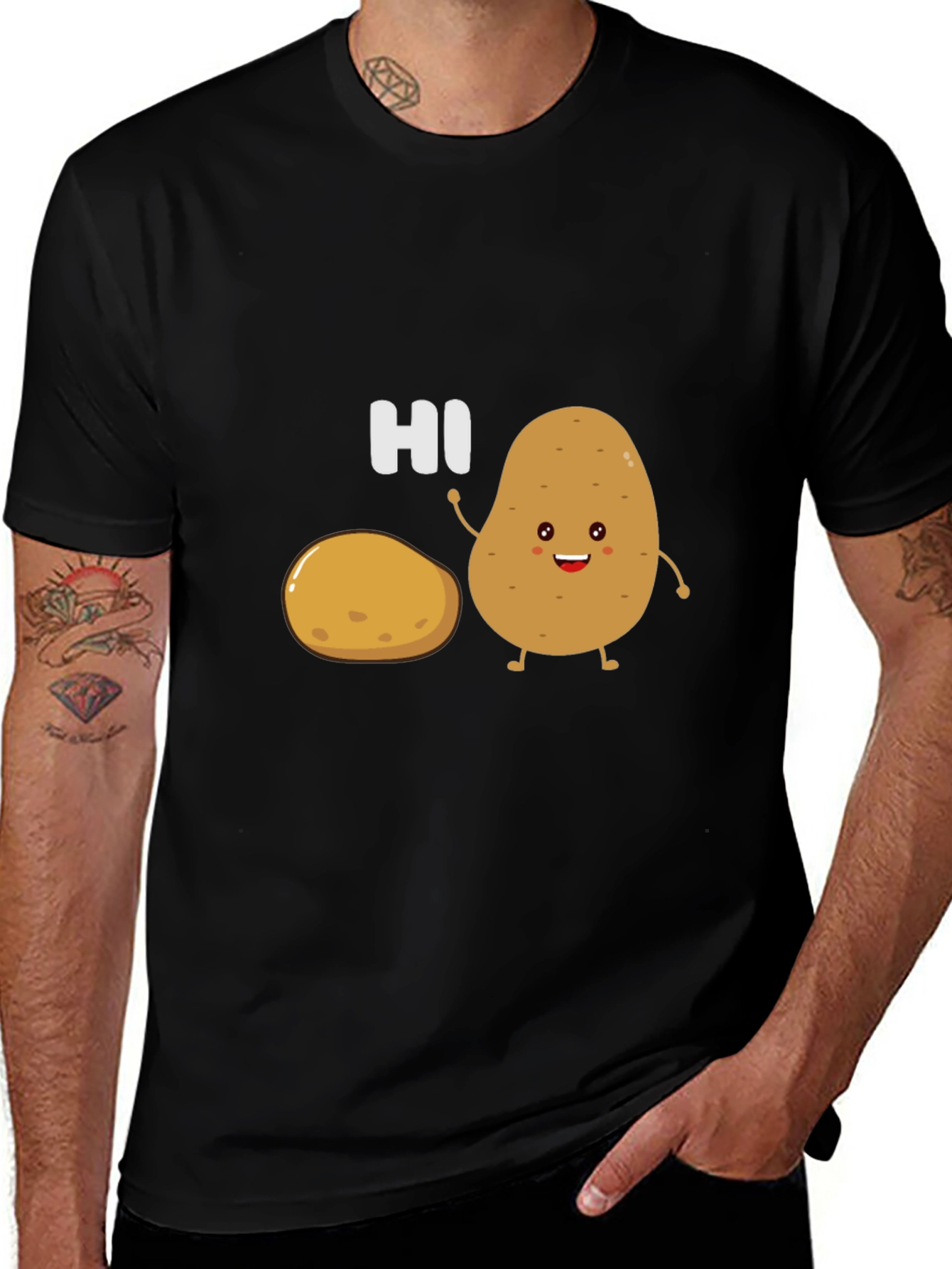 Cute Potato Graphic Tee - Funny Hi T-Shirt