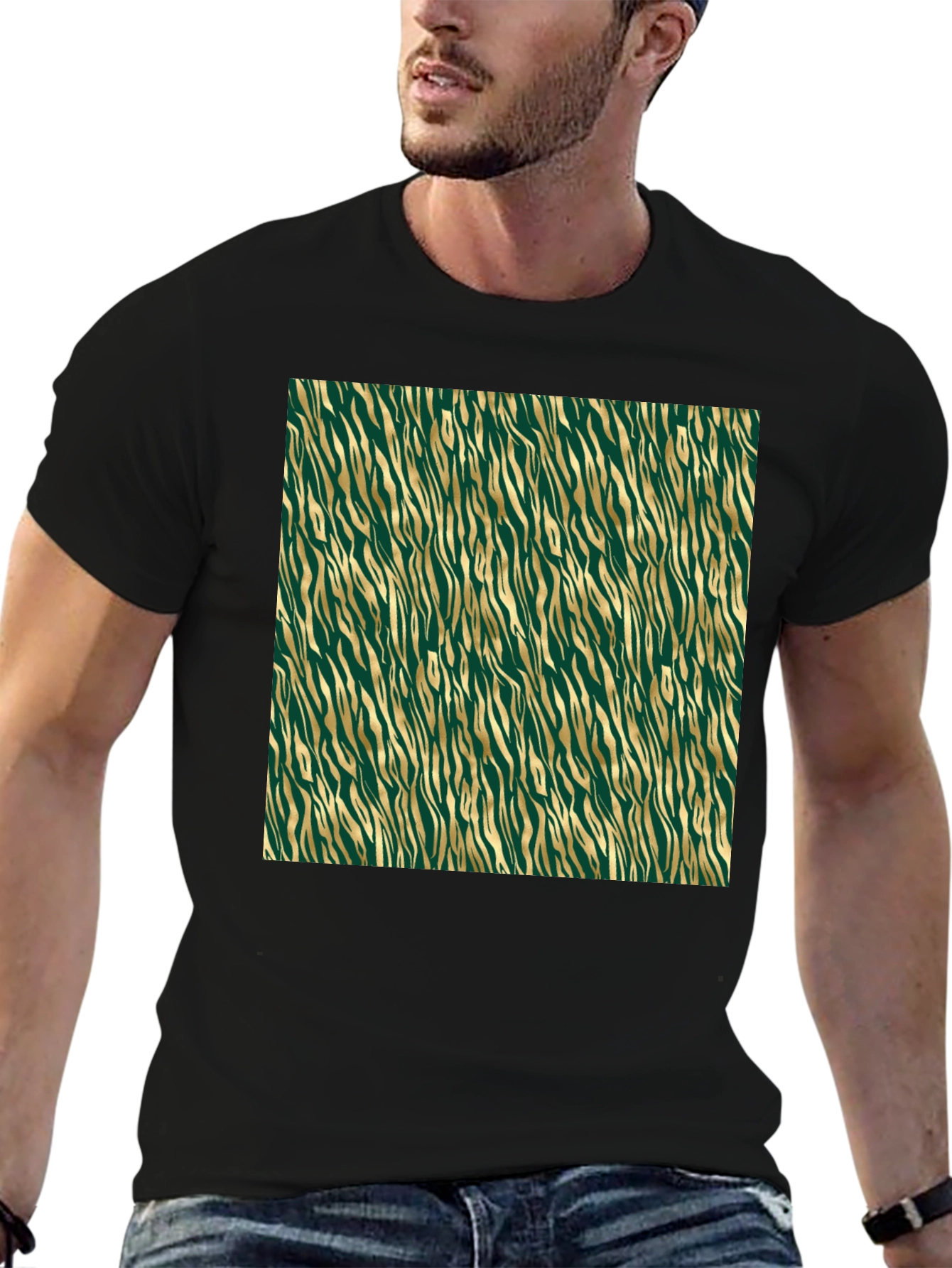 Green & Gold Zebra Print T-Shirt