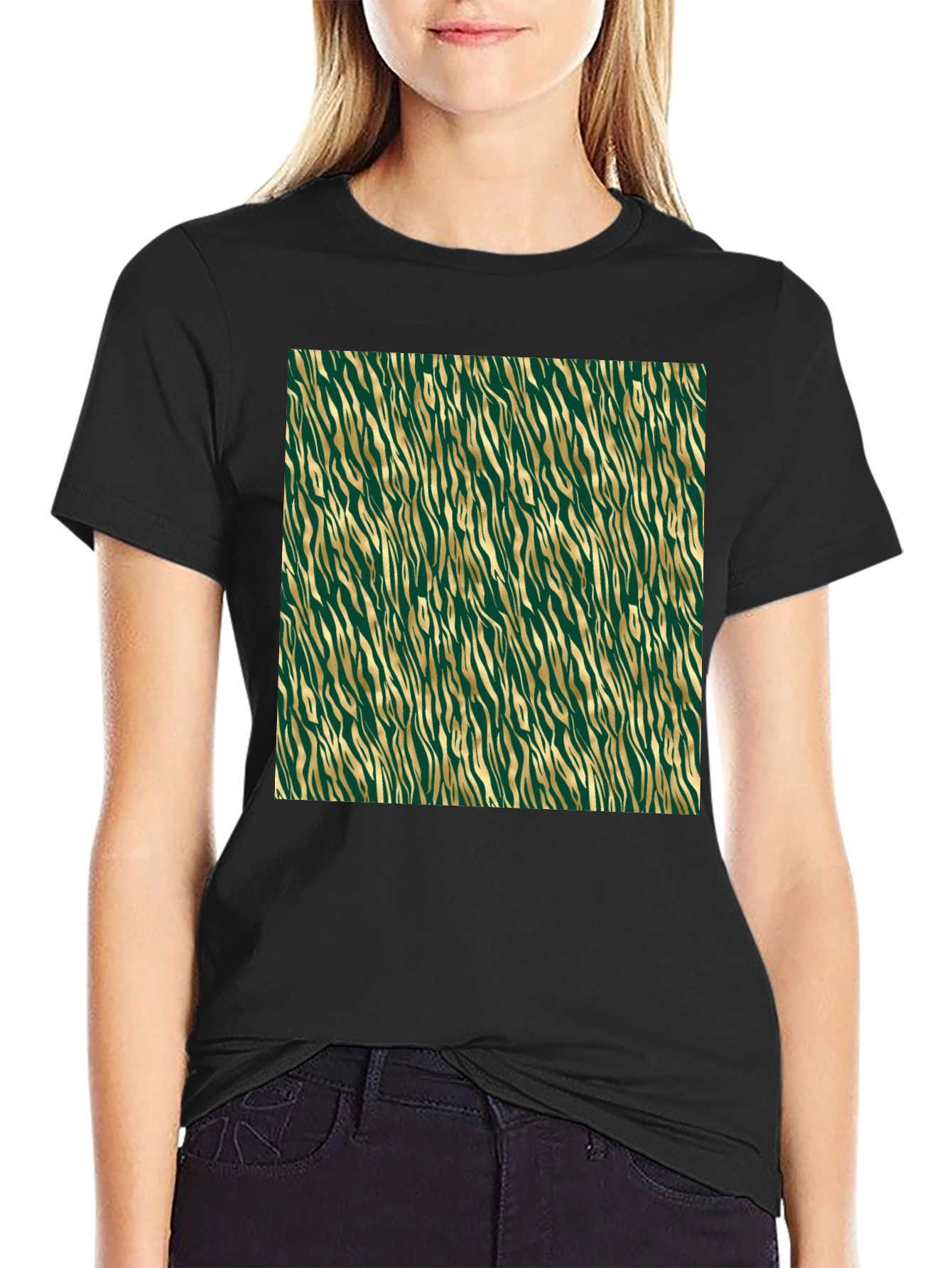 Green & Gold Zebra Print T-Shirt