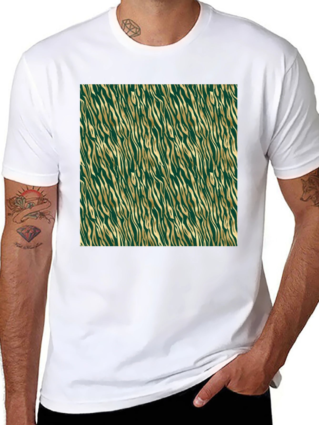 Green & Gold Zebra Print T-Shirt