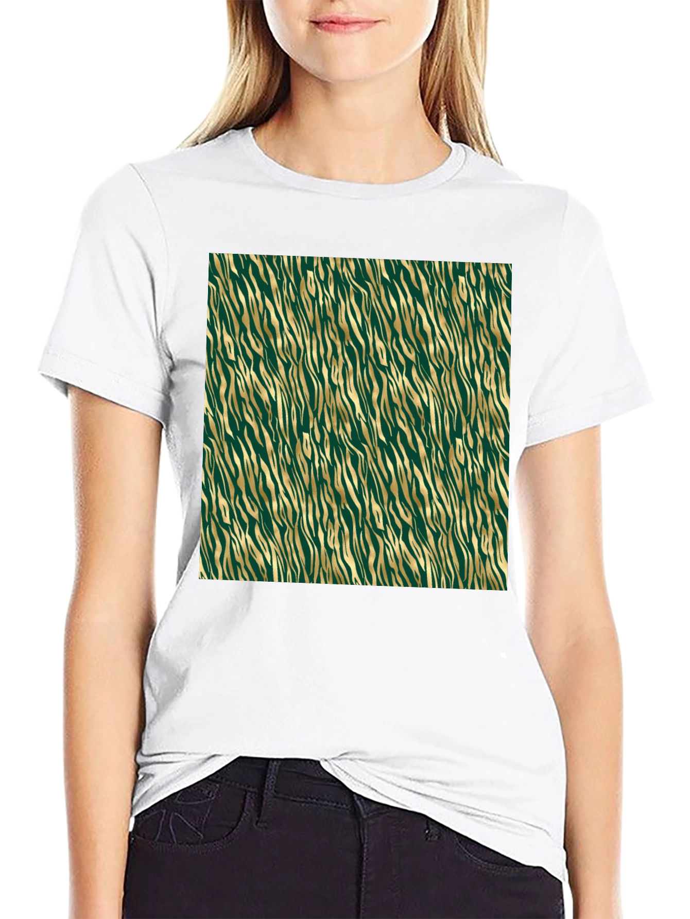 Green & Gold Zebra Print T-Shirt