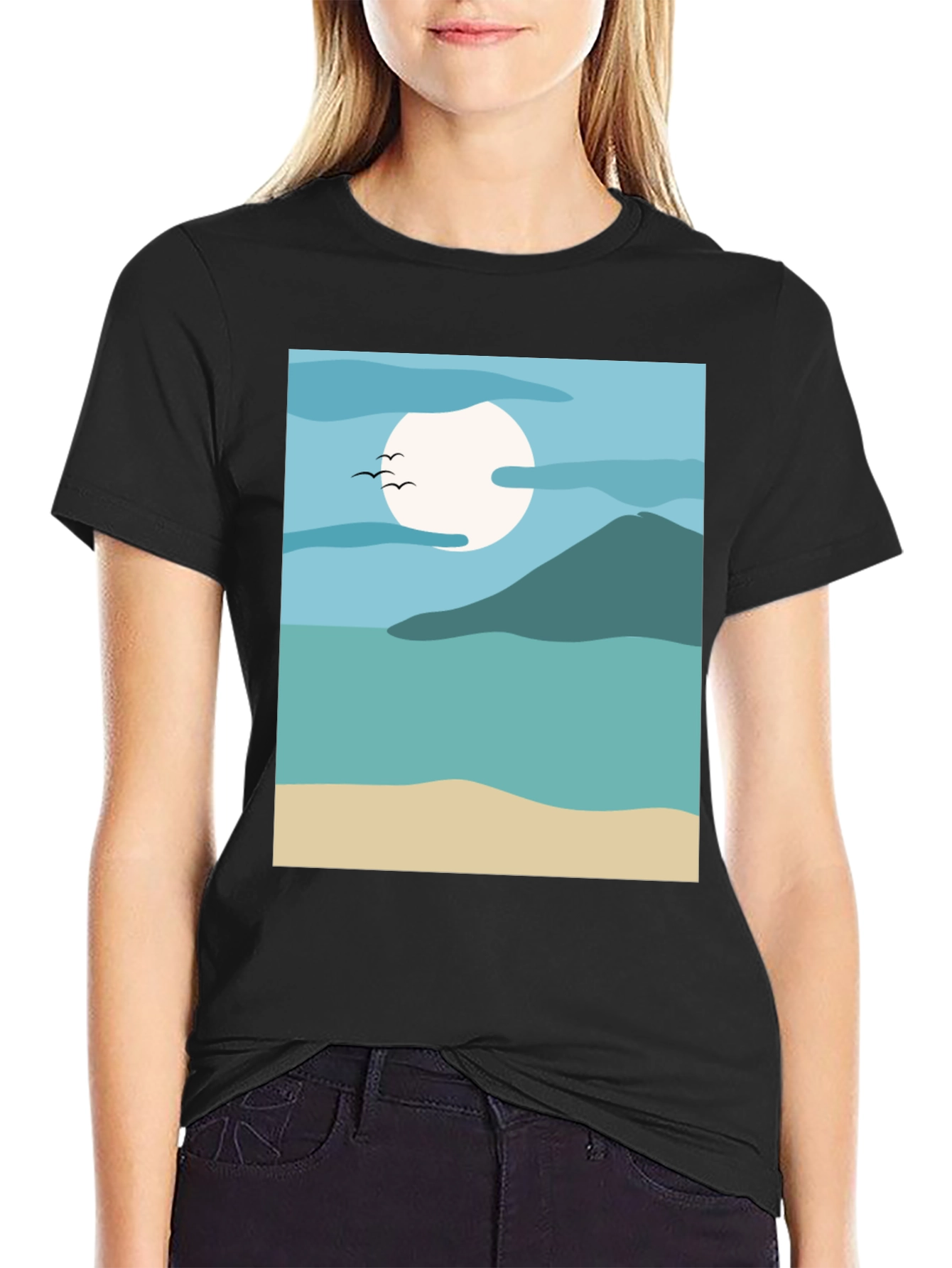 Abstract Seascape Graphic Tee - Modern Design