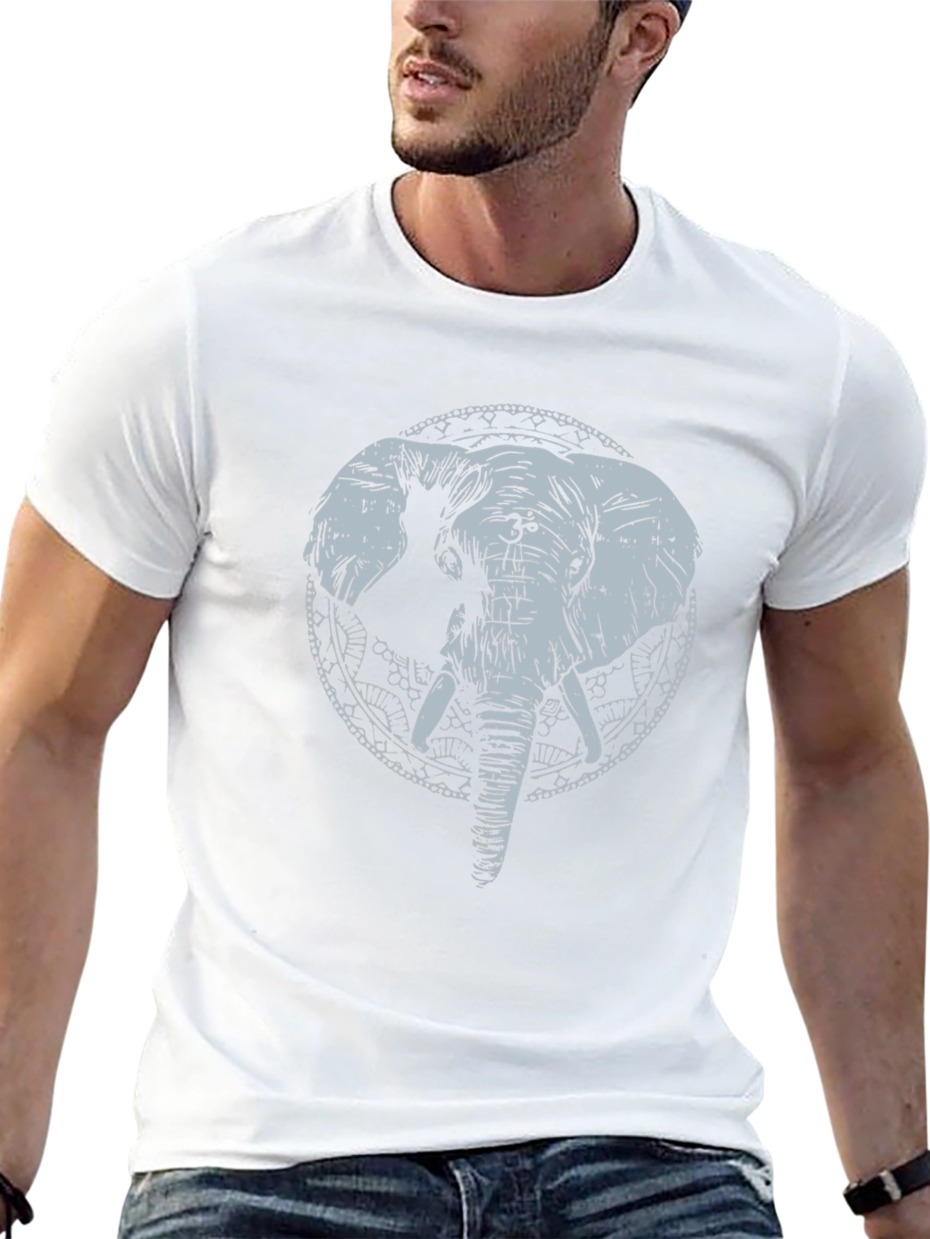 Elephant Graphic Print Crew Neck T-Shirt