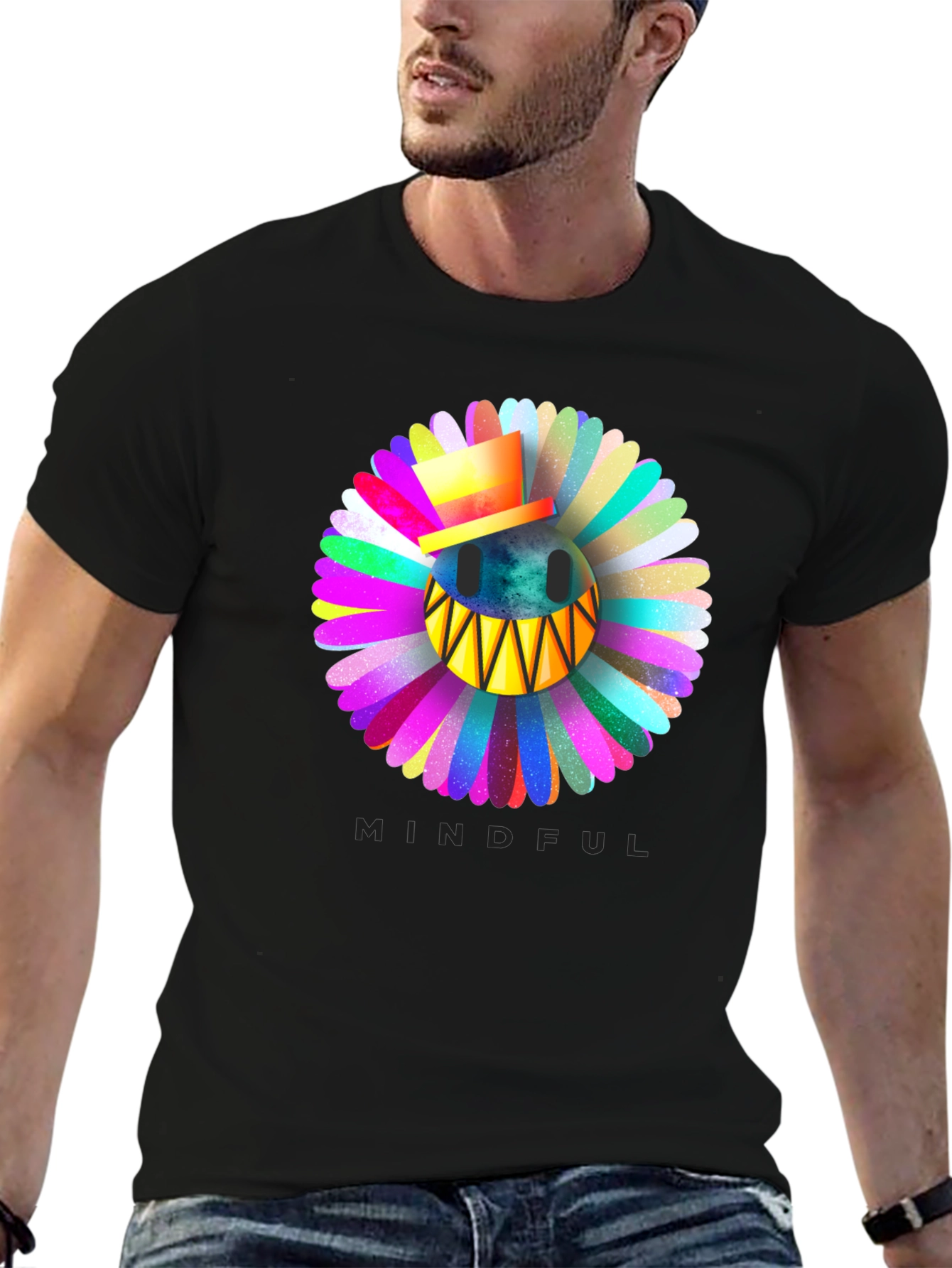 Mindful Smiley Face Flower T-Shirt