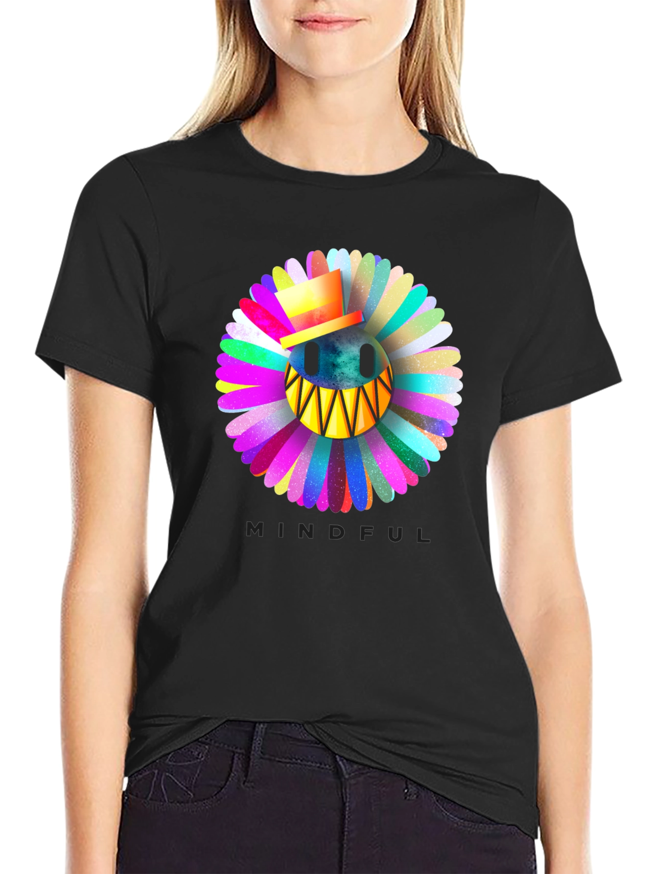 Mindful Smiley Face Flower T-Shirt
