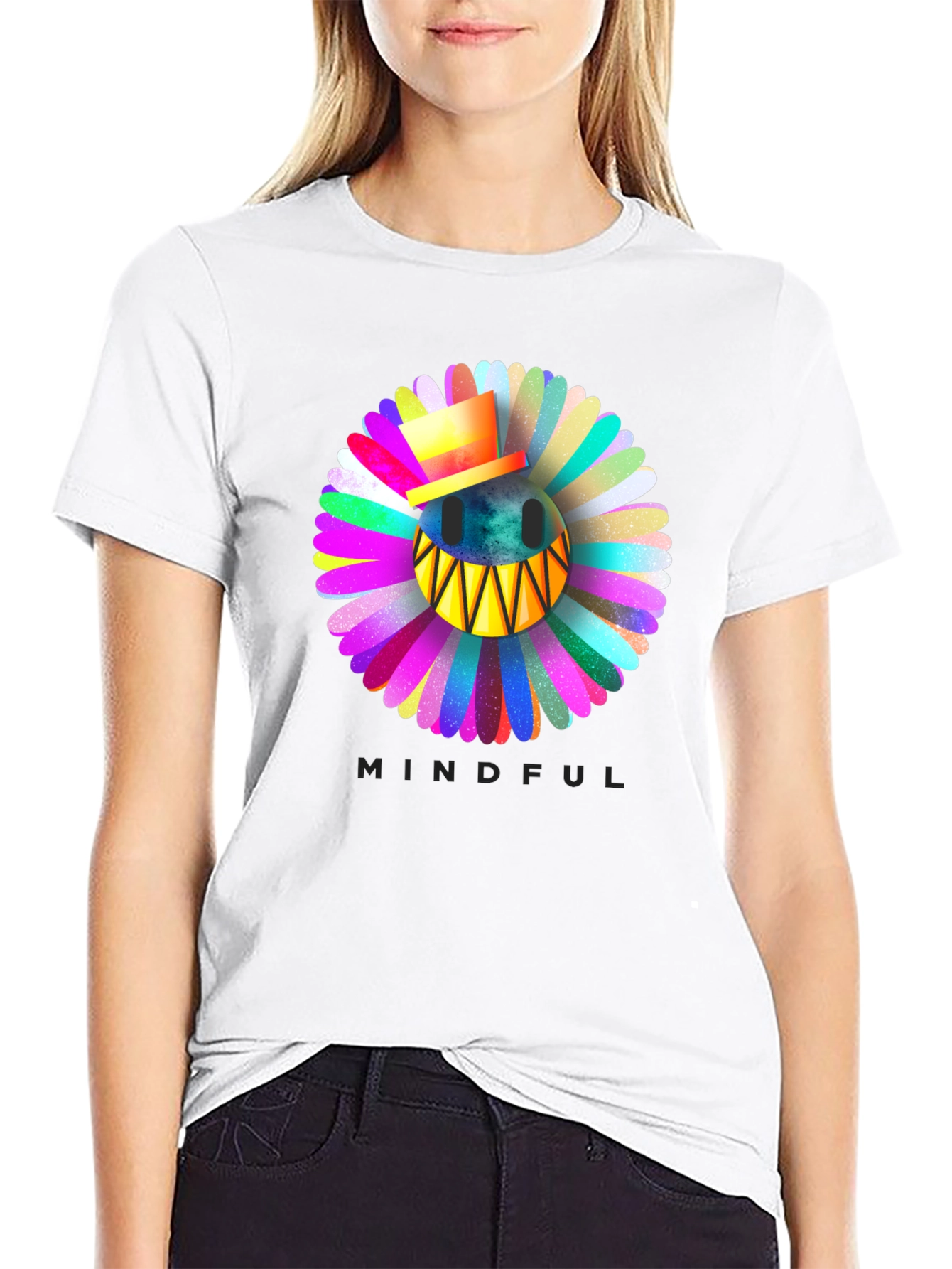 Mindful Smiley Face Flower T-Shirt
