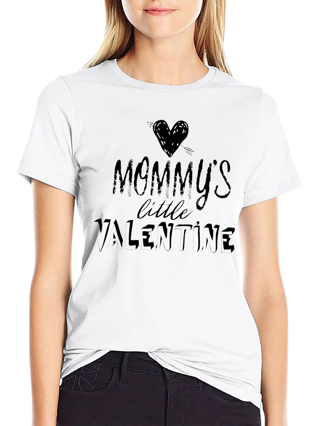 Mommys Little Valentine Black T-Shirt