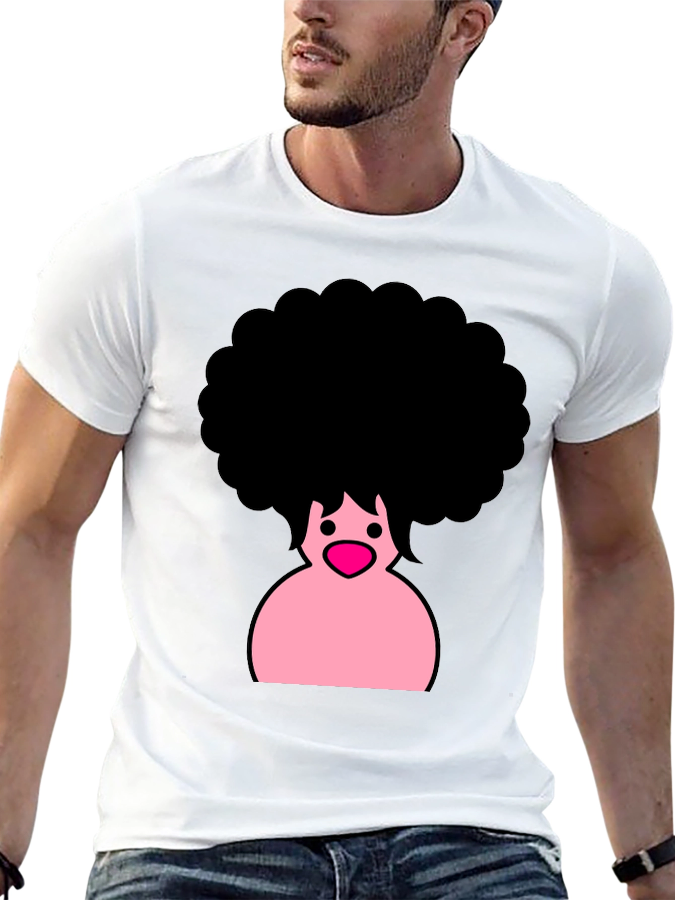 Afro Cartoon Graphic Black T-Shirt