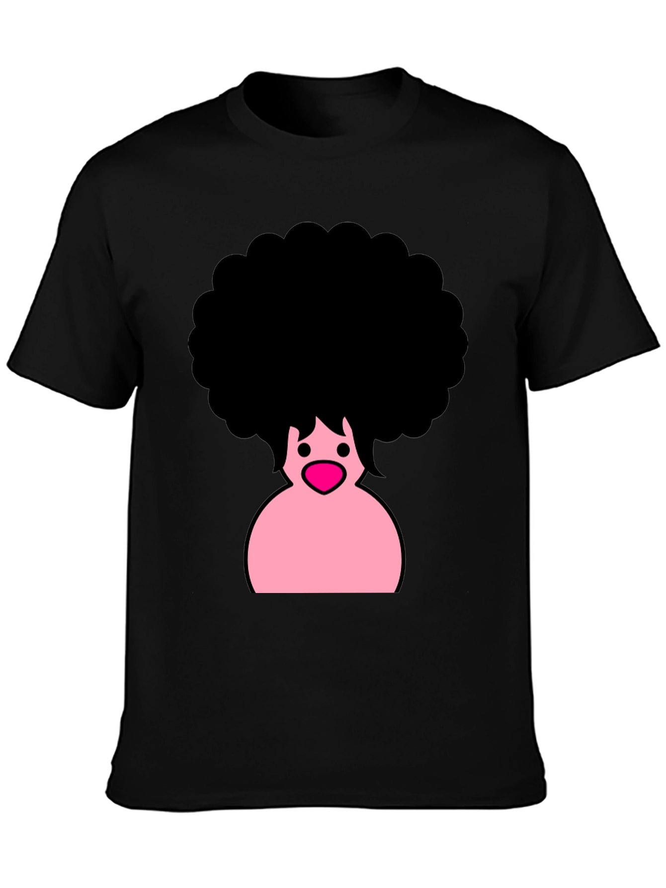 Afro Cartoon Graphic Black T-Shirt