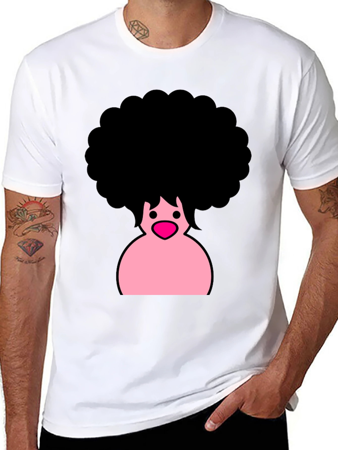 Afro Cartoon Graphic Black T-Shirt