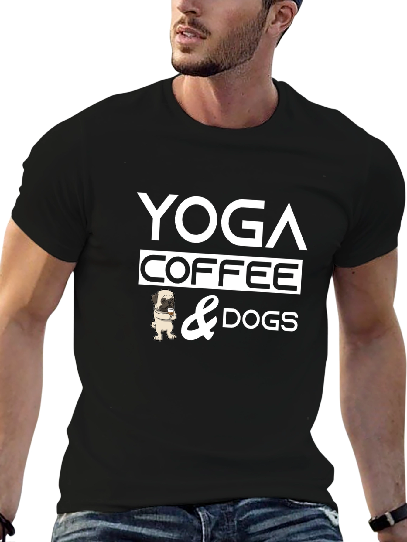 Yoga Coffee and Dogs Graphic Tee