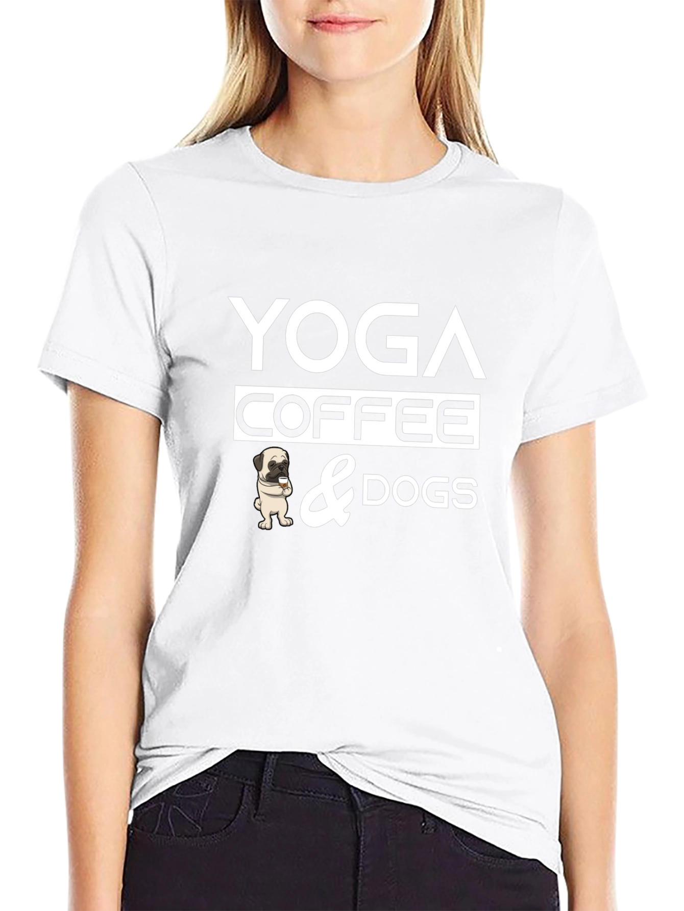 Yoga Coffee and Dogs Graphic Tee