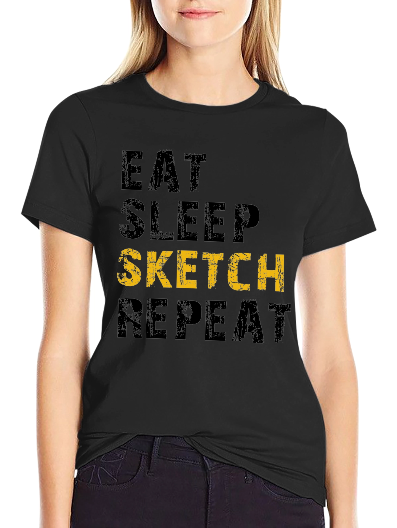 Eat Sleep Sketch Repeat Graphic Tee