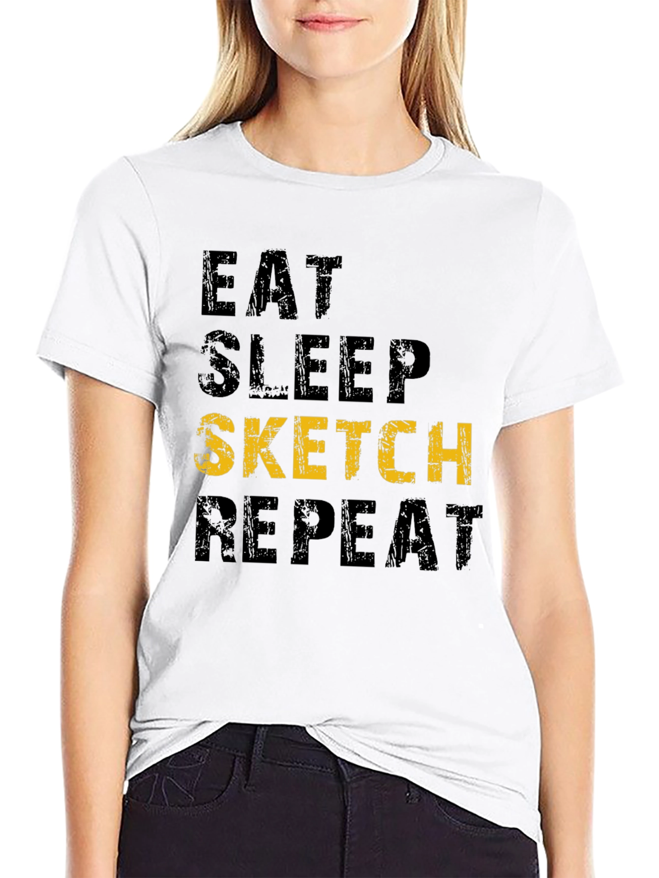 Eat Sleep Sketch Repeat Graphic Tee