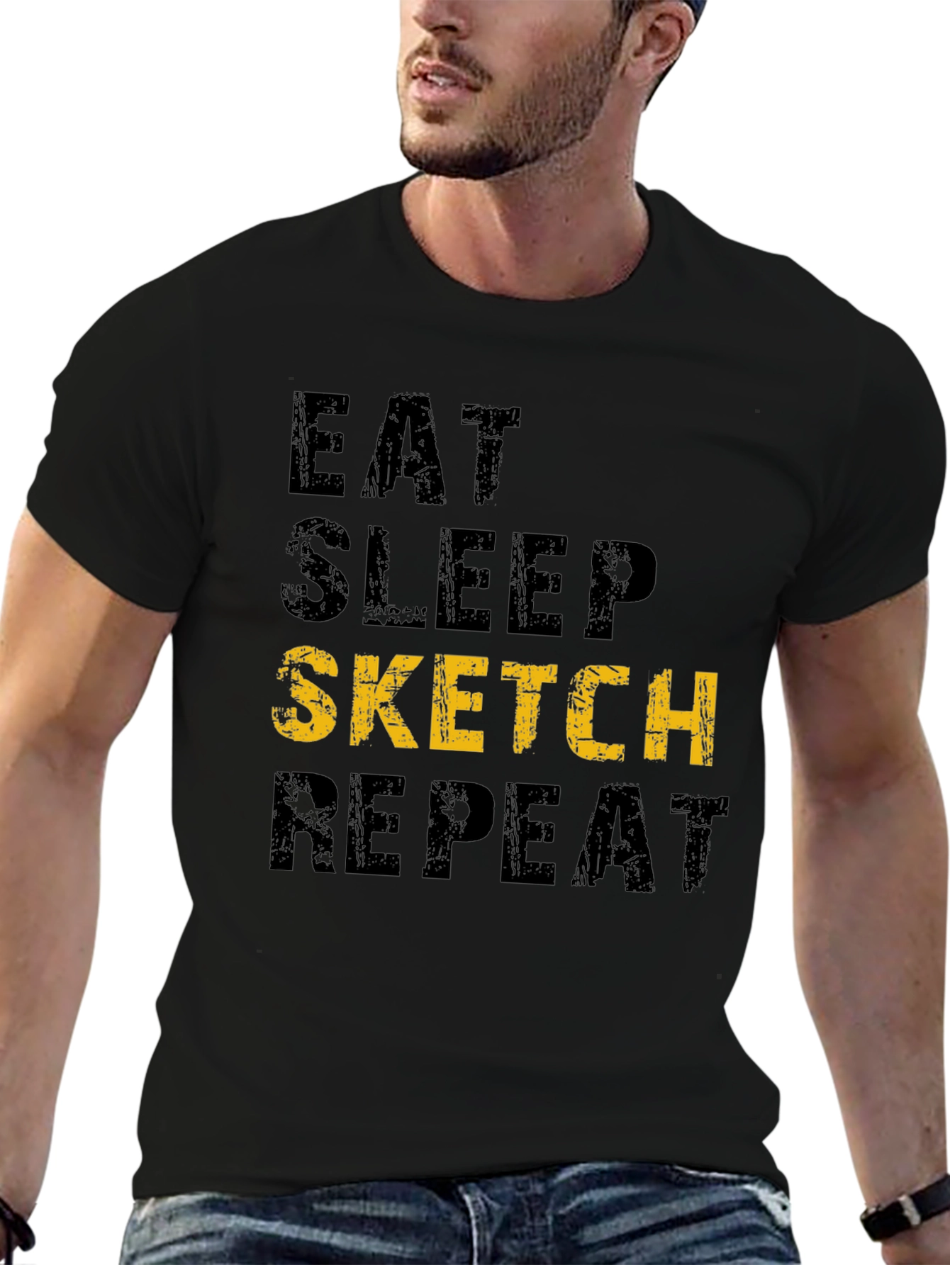 Eat Sleep Sketch Repeat Graphic Tee