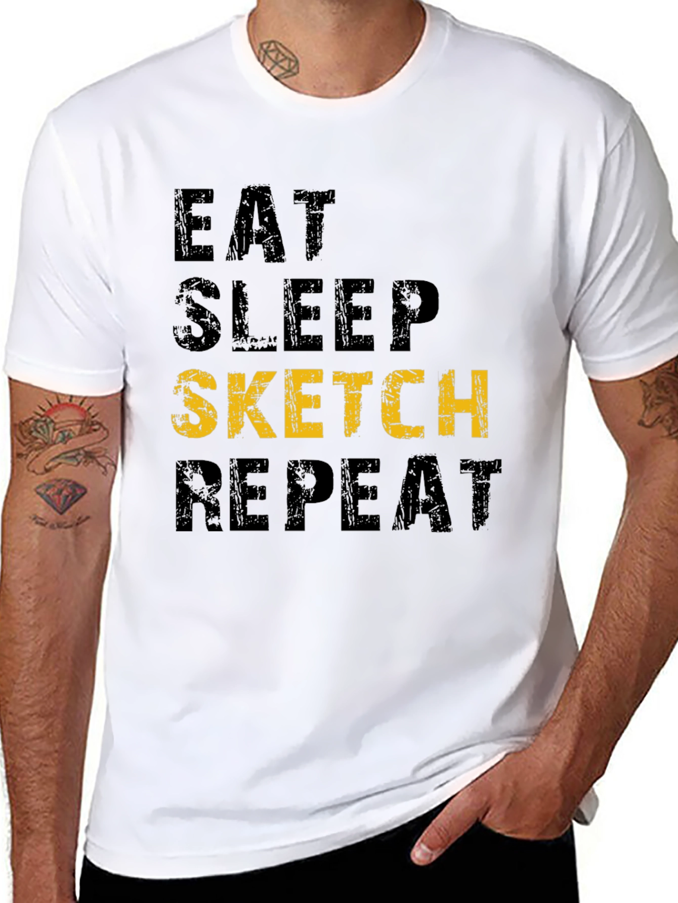 Eat Sleep Sketch Repeat Graphic Tee
