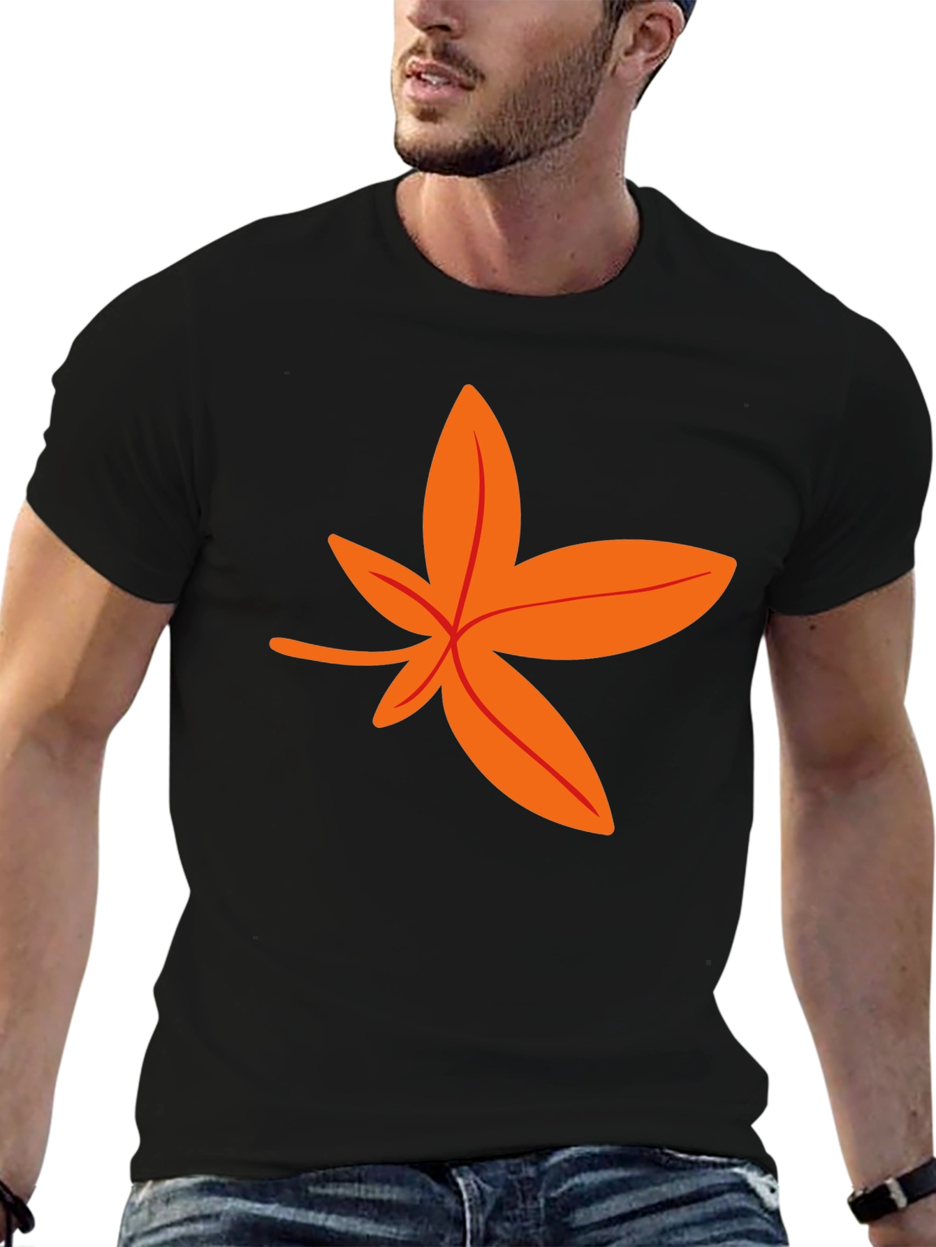 Autumn Leaf Graphic Tee - Stylish Black T-Shirt