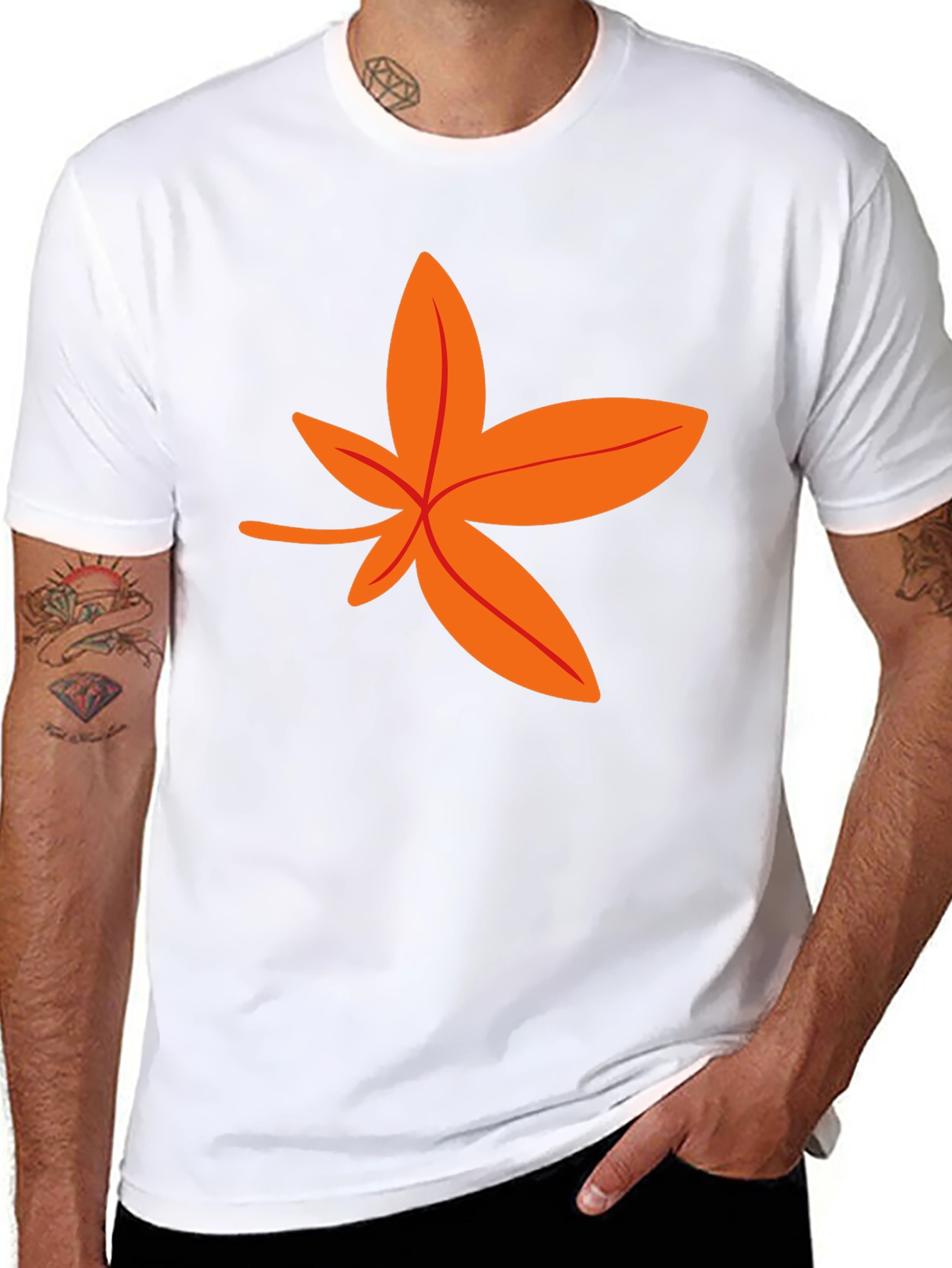 Autumn Leaf Graphic Tee - Stylish Black T-Shirt