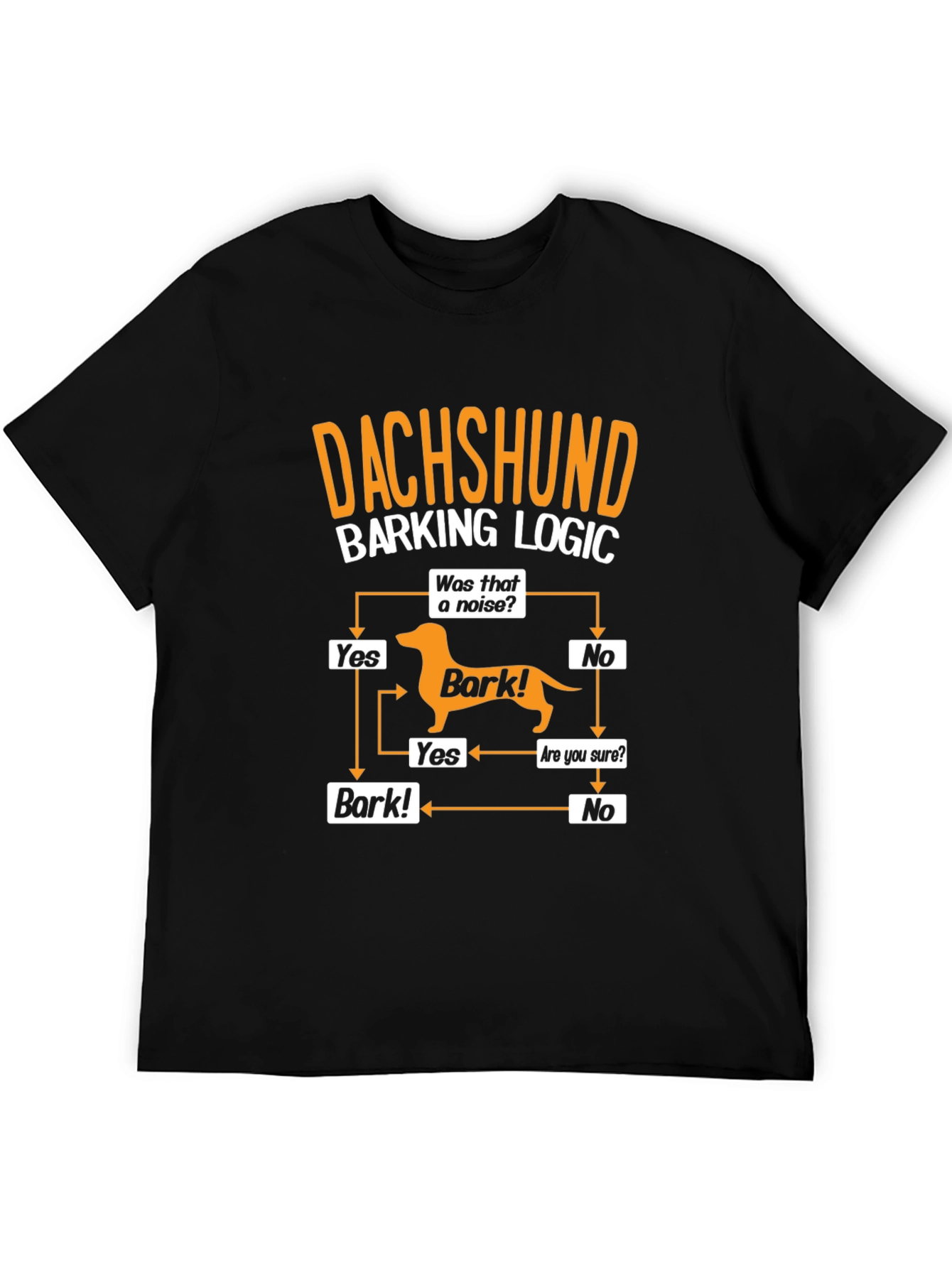 Dachshund Barking Logic Mens Graphic T-Shirt