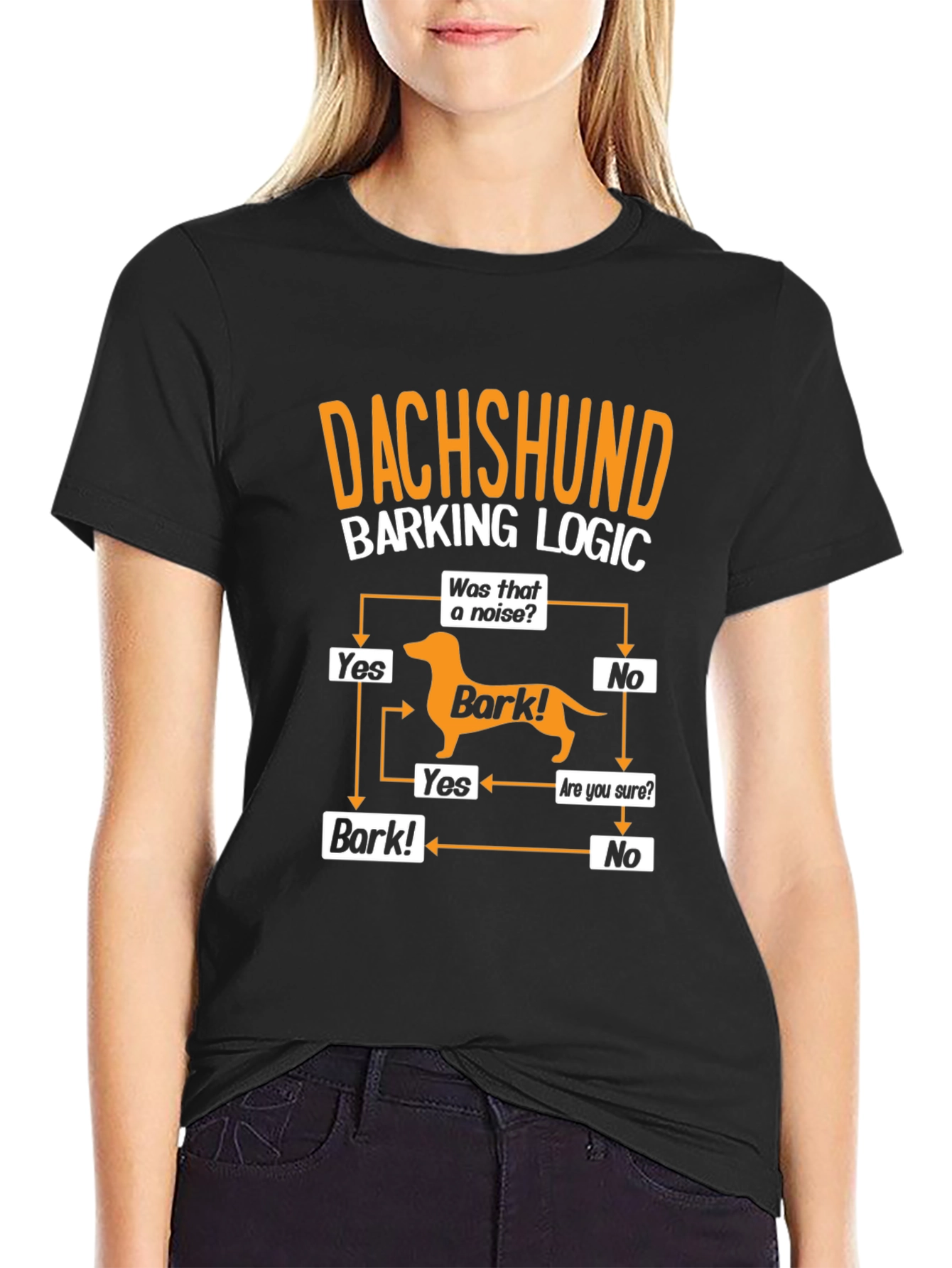 Dachshund Barking Logic Mens Graphic T-Shirt