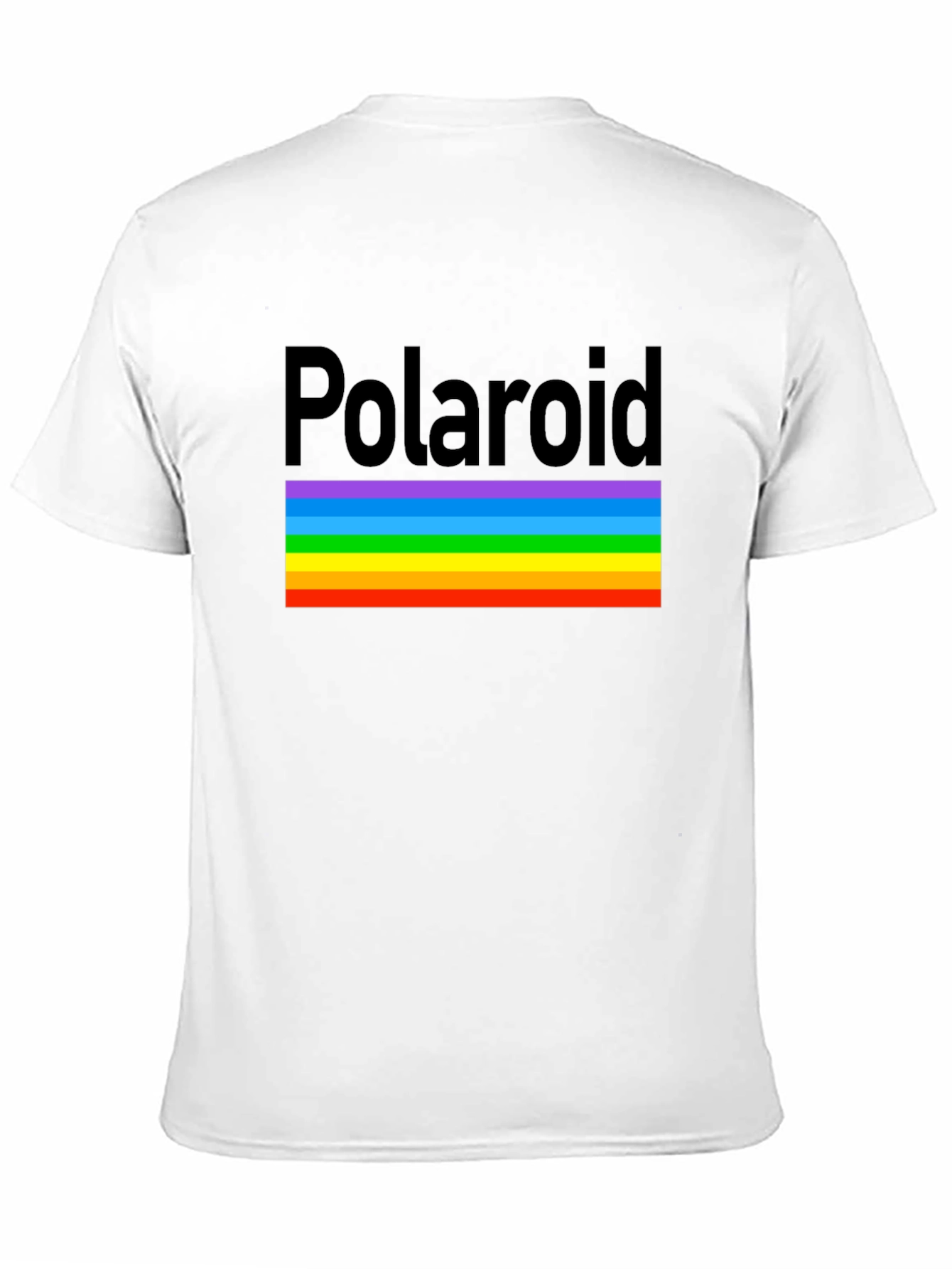 Polaroid Rainbow Stripe Graphic Black T-Shirt